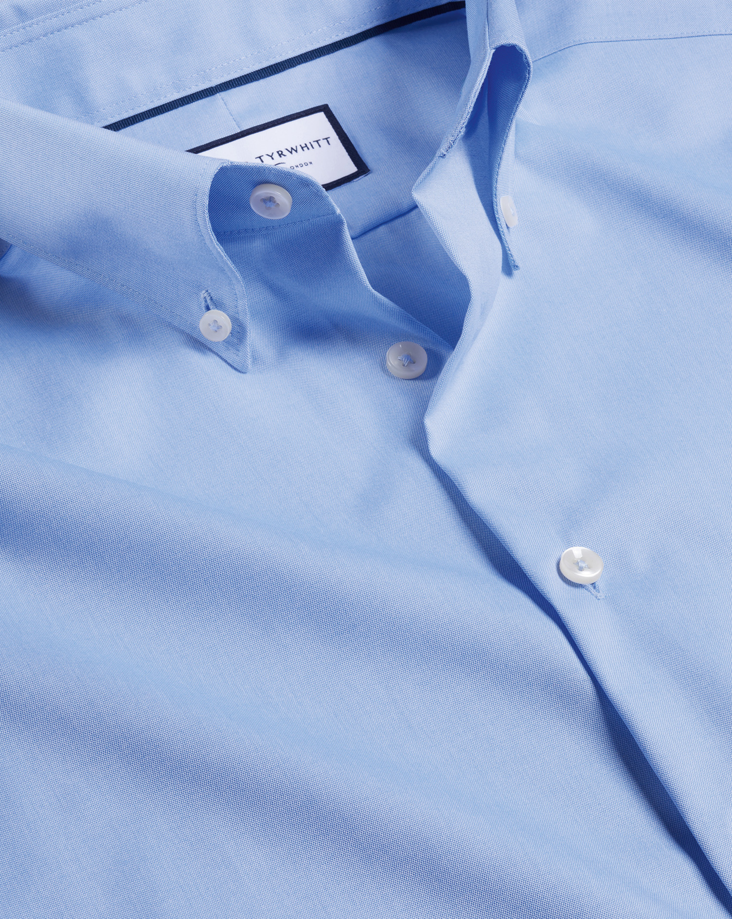 Men's Charles Tyrwhitt Button-Down Collar Non-Iron Dress Shirt - Sky Blue Single Cuff Size XXL Cotto