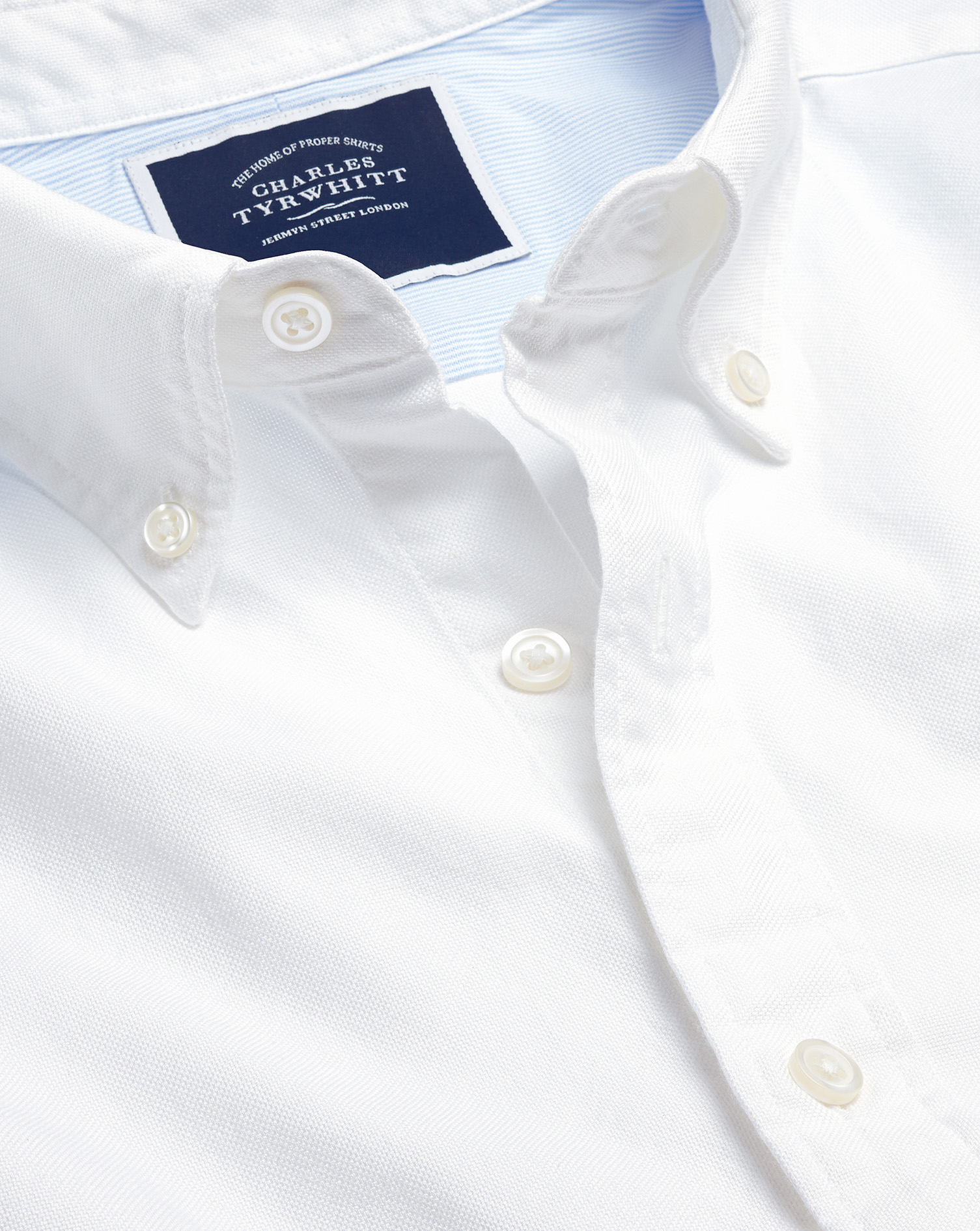 Charles Tyrwhitt Button-down Collar Washed Oxford Cotton Casual Shirt With Pocket In White