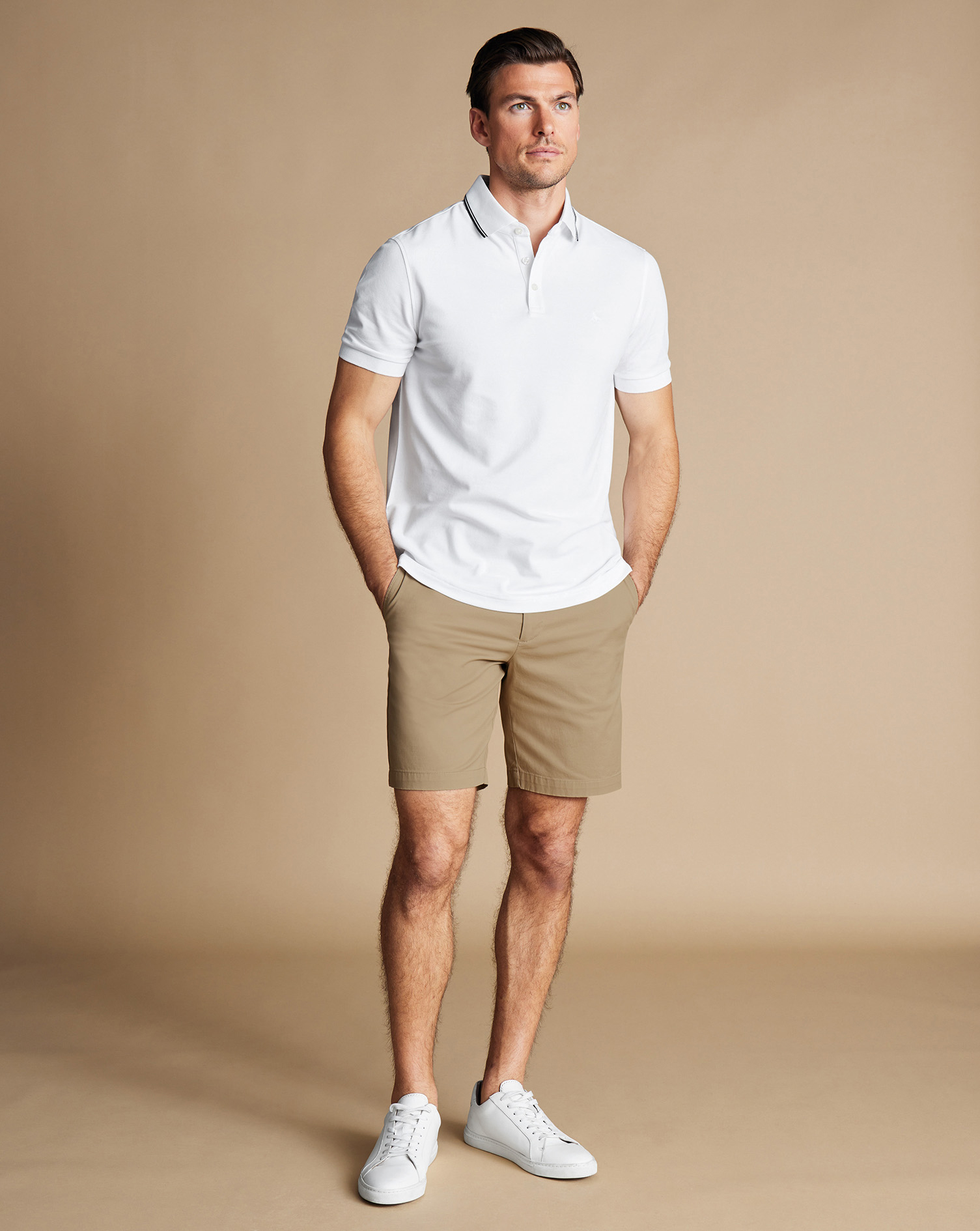 Men's Charles Tyrwhitt Shorts - Taupe Neutral Size 38 Cotton
