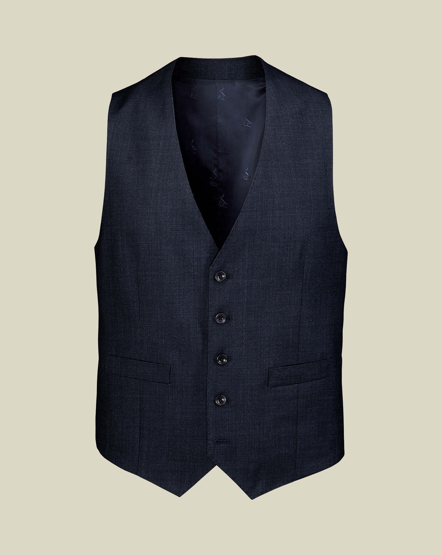 Men's Ultimate Performance End-On-End Suit Waistcoat - Navy, w48 by Charles Tyrwhitt