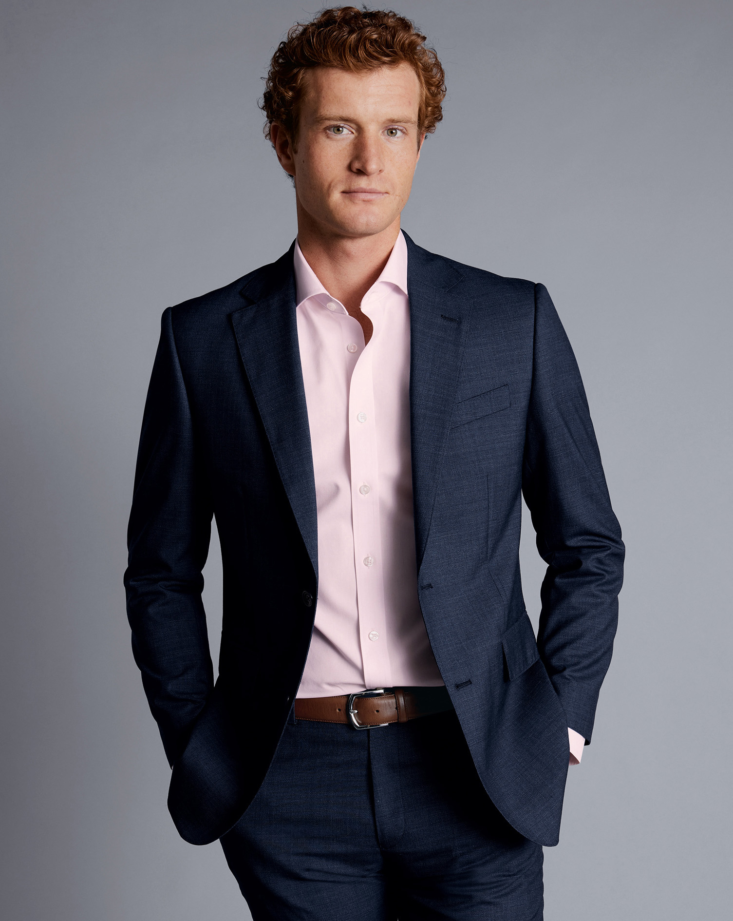 Men's Charles Tyrwhitt Texture Suit na Jacket - Denim Blue Size 38S Wool
