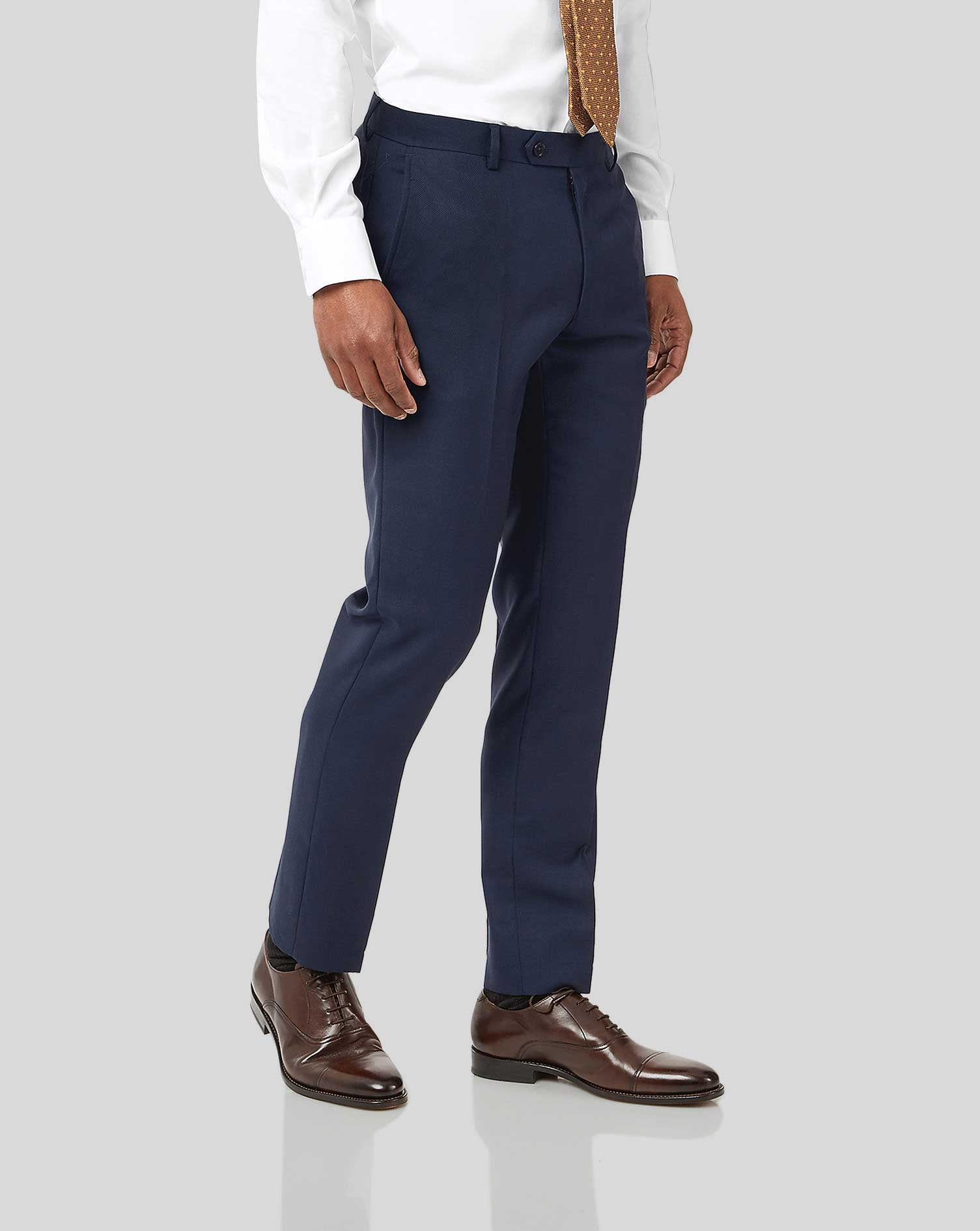 Men's Charles Tyrwhitt Birdseye Travel Suit Trousers - Ink Blue Size 40/38 Wool
