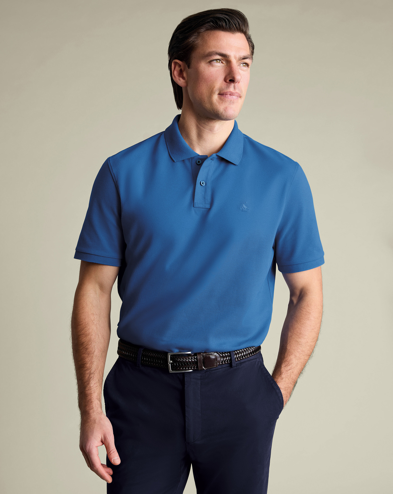 Men's Charles Tyrwhitt Pique Polo Shirt â Ocean Blue Size Medium Cotton