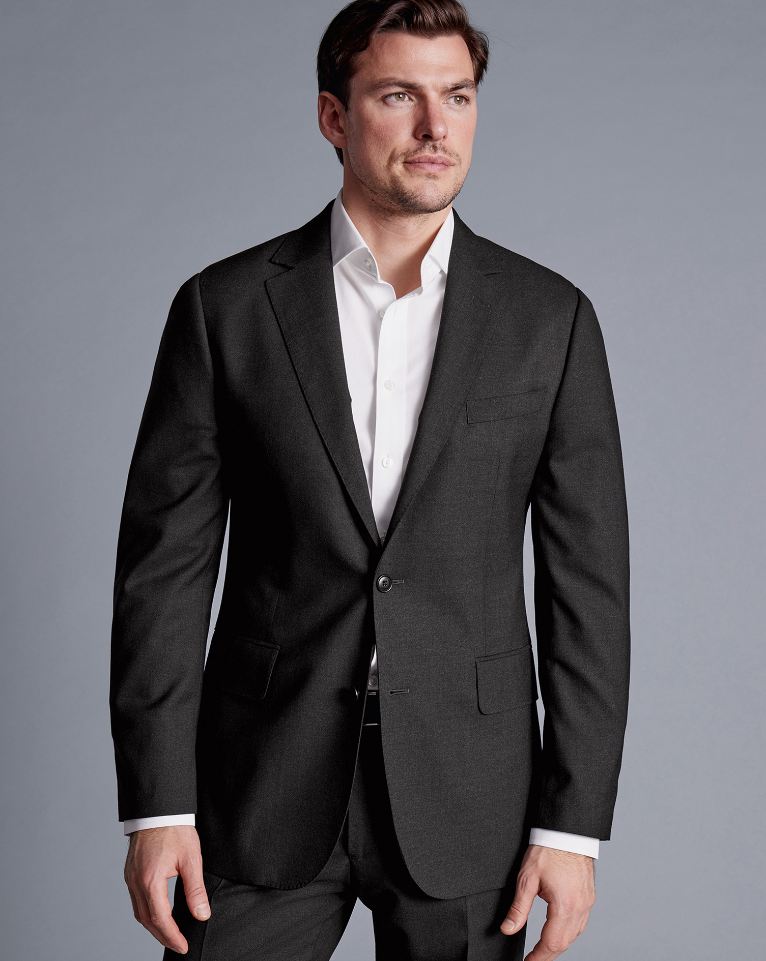 Men's Charles Tyrwhitt Italian Luxury Suit na Jacket - Charcoal Grey Size 42L Wool
