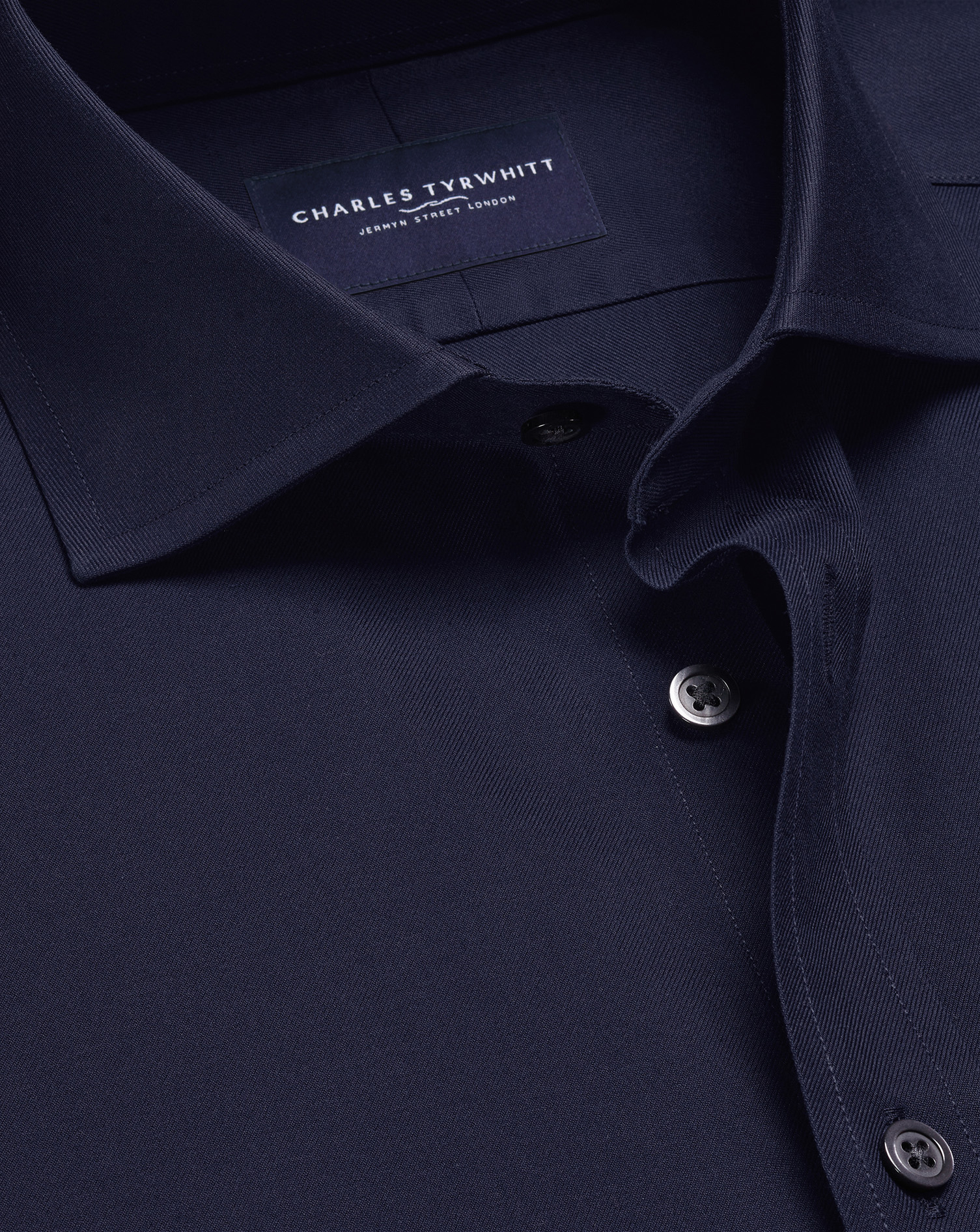 Men's Charles Tyrwhitt Non-Iron Twill Dress Shirt â Navy French Cuff Blue Size 16.5/35 Cotton
