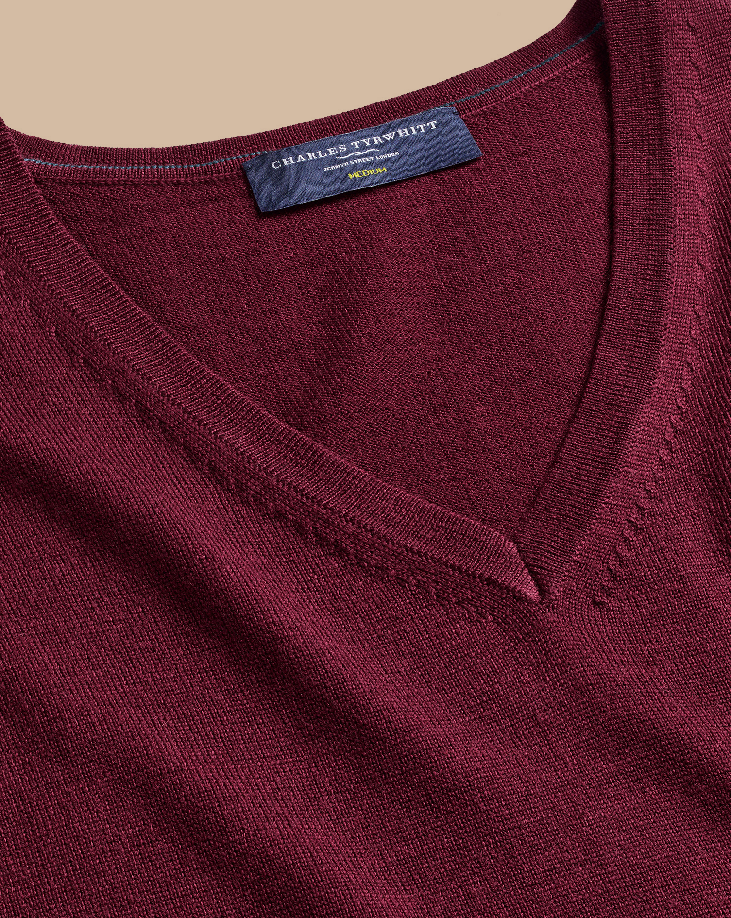 Charles Tyrwhitt Merino V-neck Sweater In Red