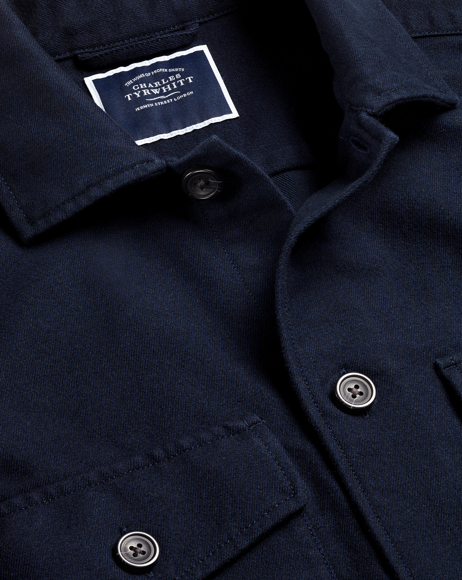Men's Charles Tyrwhitt Over Casual Shirt - Navy Single Cuff Blue Size Medium Cotton
