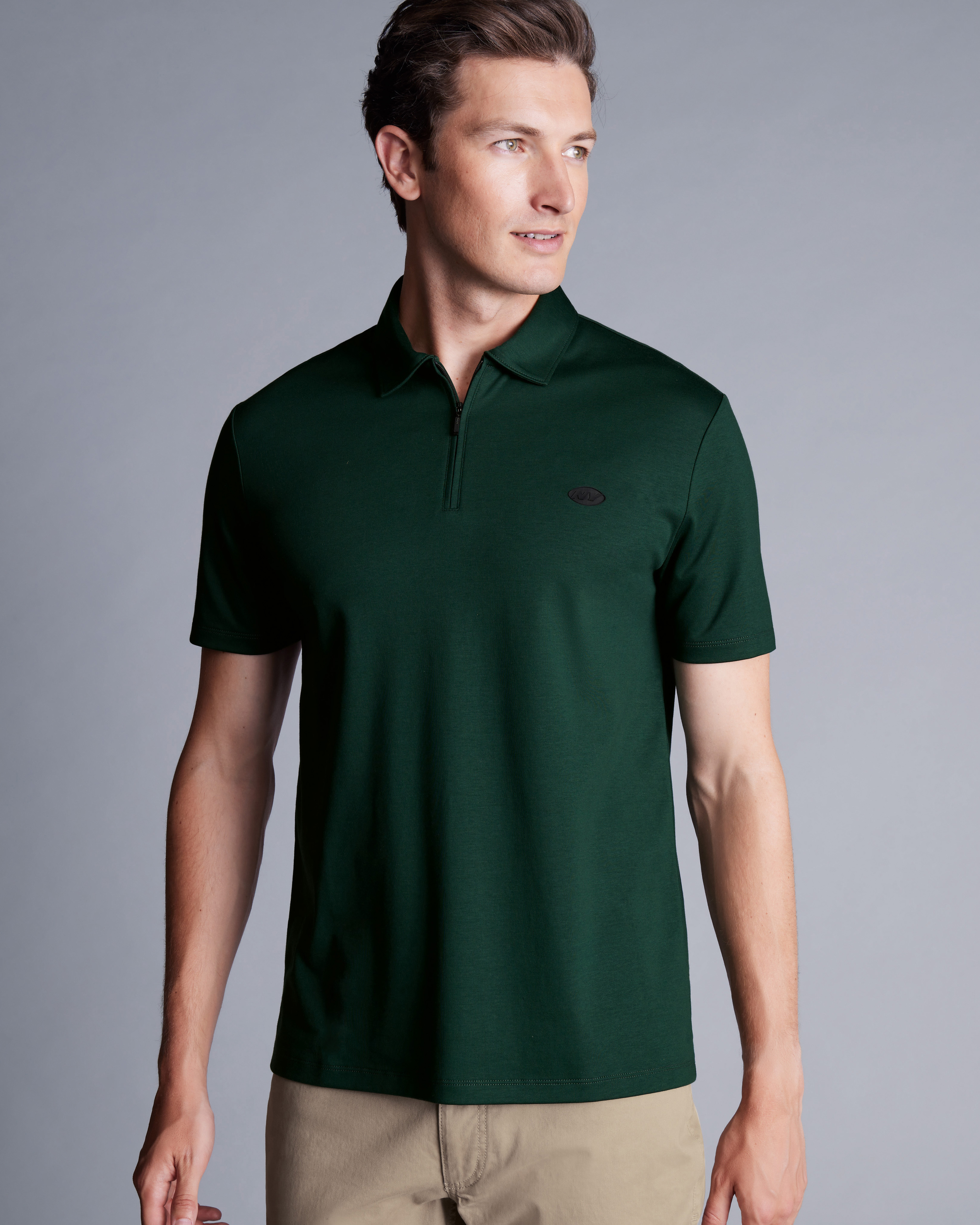 Men's Charles Tyrwhitt New York Jets Jersey Polo Shirt - Dark Green Size Large Cotton
