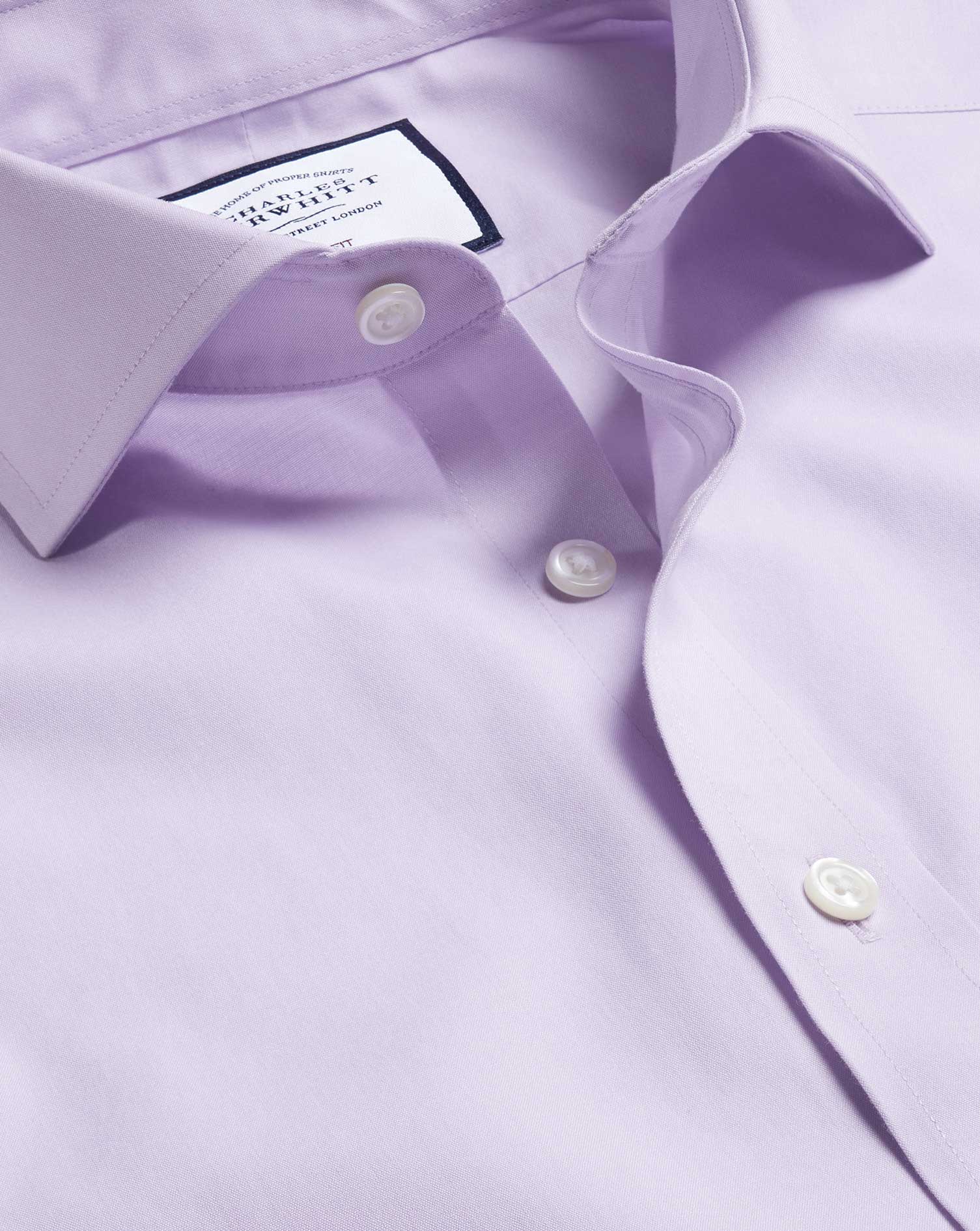 Men's Charles Tyrwhitt Cutaway Collar Non-Iron Poplin Dress Shirt - Lilac French Cuff Purple Size Sm