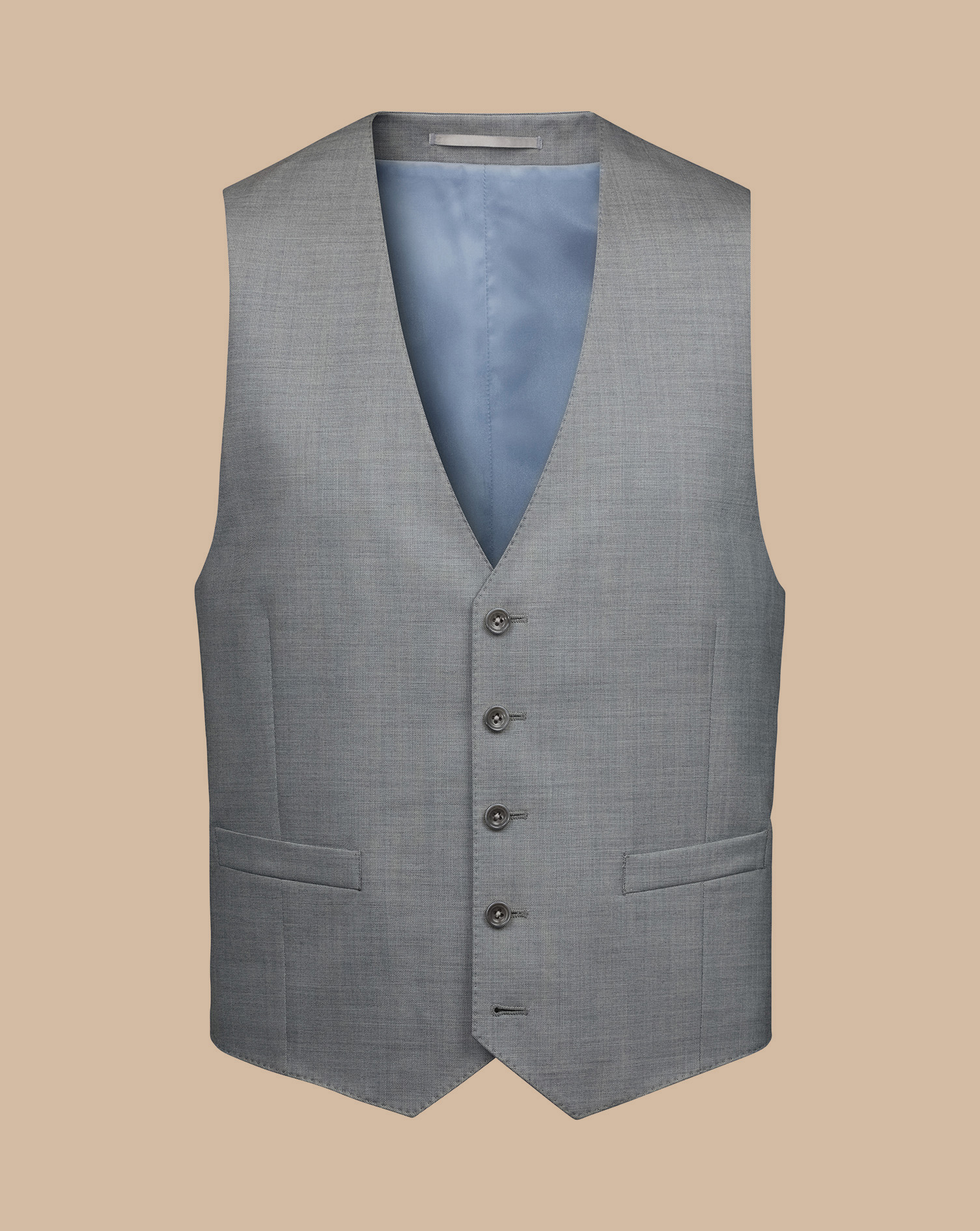 Men's Charles Tyrwhitt Ultimate Performance Sharkskin Suit Waistcoat - Grey Size w42 Wool
