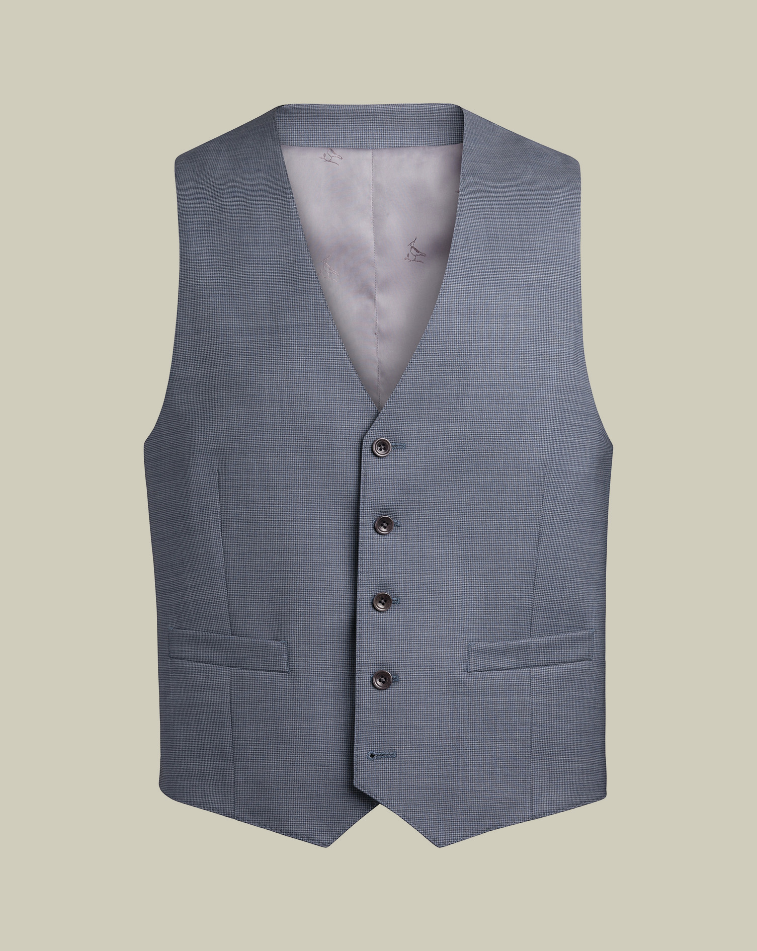 Gilet De Costume Italien Motif Petit Pied-De-Poule - Bleu Charron pour homme par Charles Tyrwhitt 70$