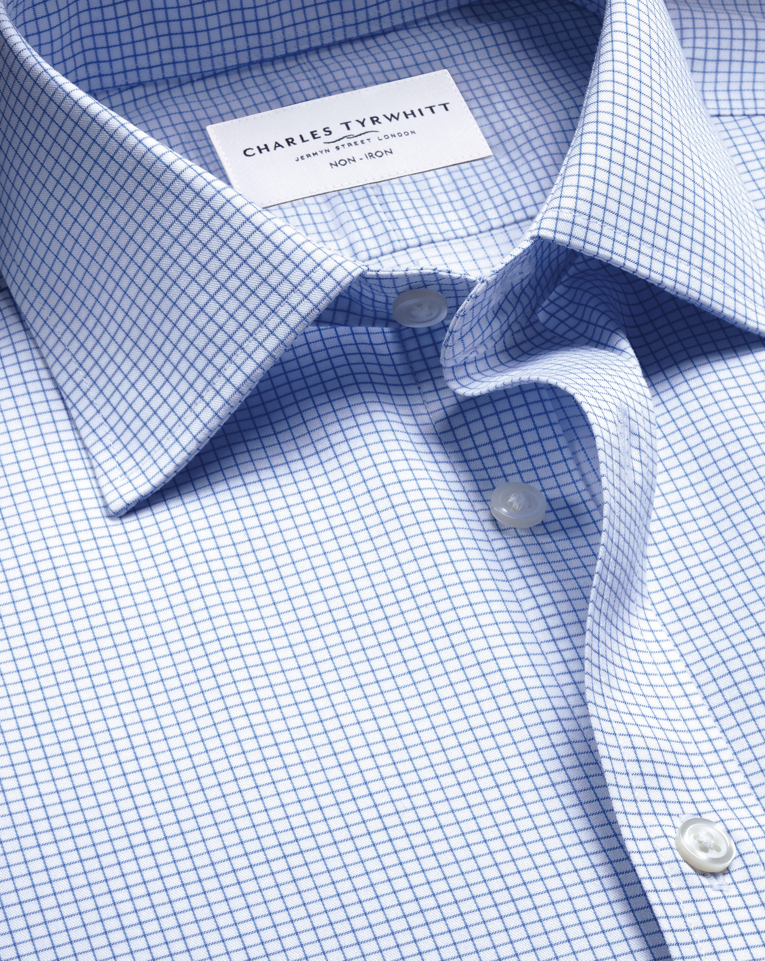 white and blue checkered dress shirt Ash & Erie White Check Wrinkle Resistant Dress Shirt for Short Men White Check / 14.5 / Slim