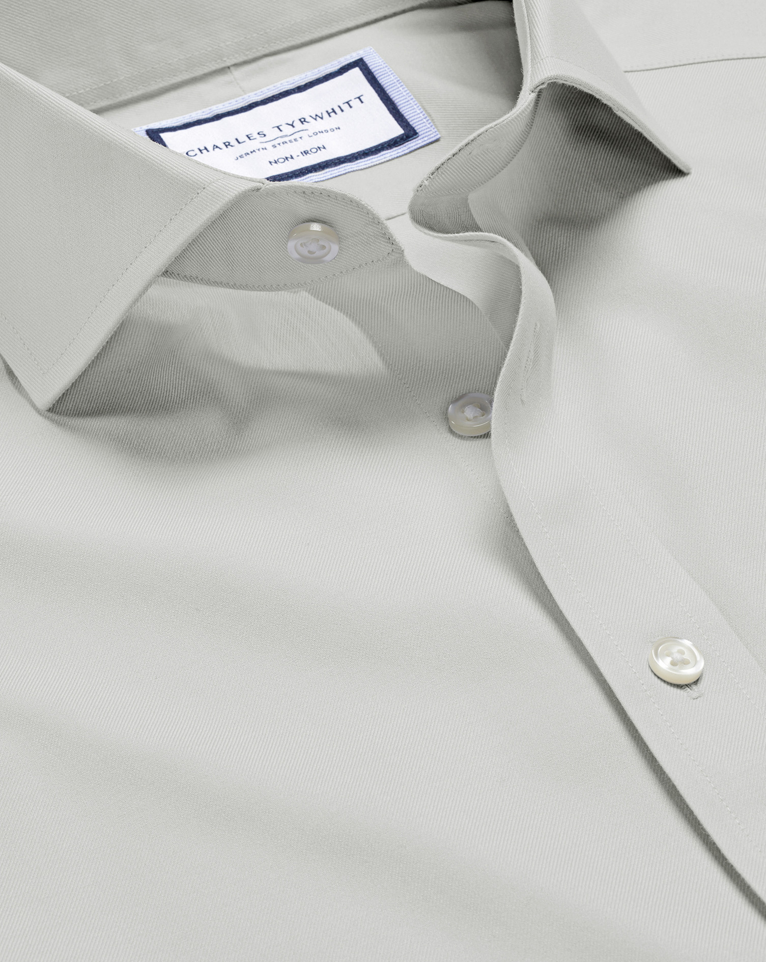 Men's Charles Tyrwhitt Cutaway Collar Non-Iron Twill Dress Shirt - Silver Grey Single Cuff Size 16.5