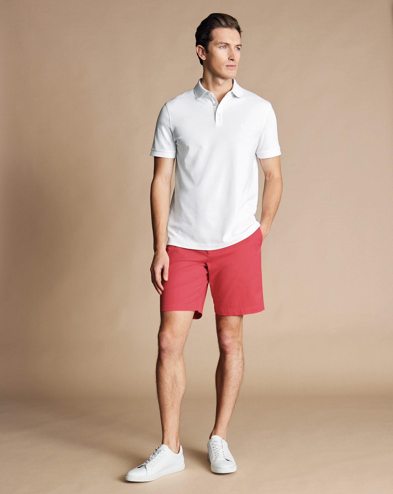 Men's Charles Tyrwhitt Shorts - Coral Pink Size 30 Cotton
