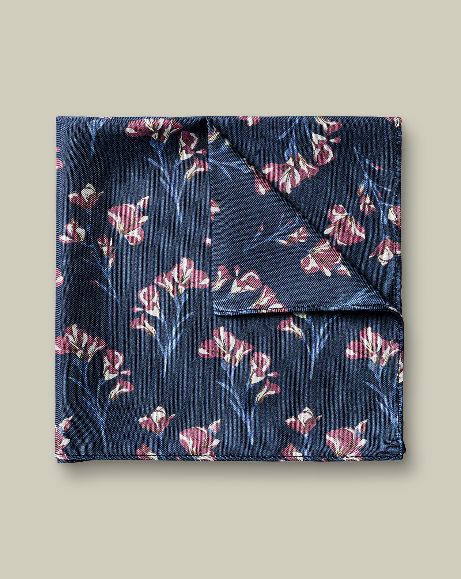 Silk Floral Pocket Square – Navy & Maroon | Charles Tyrwhitt US