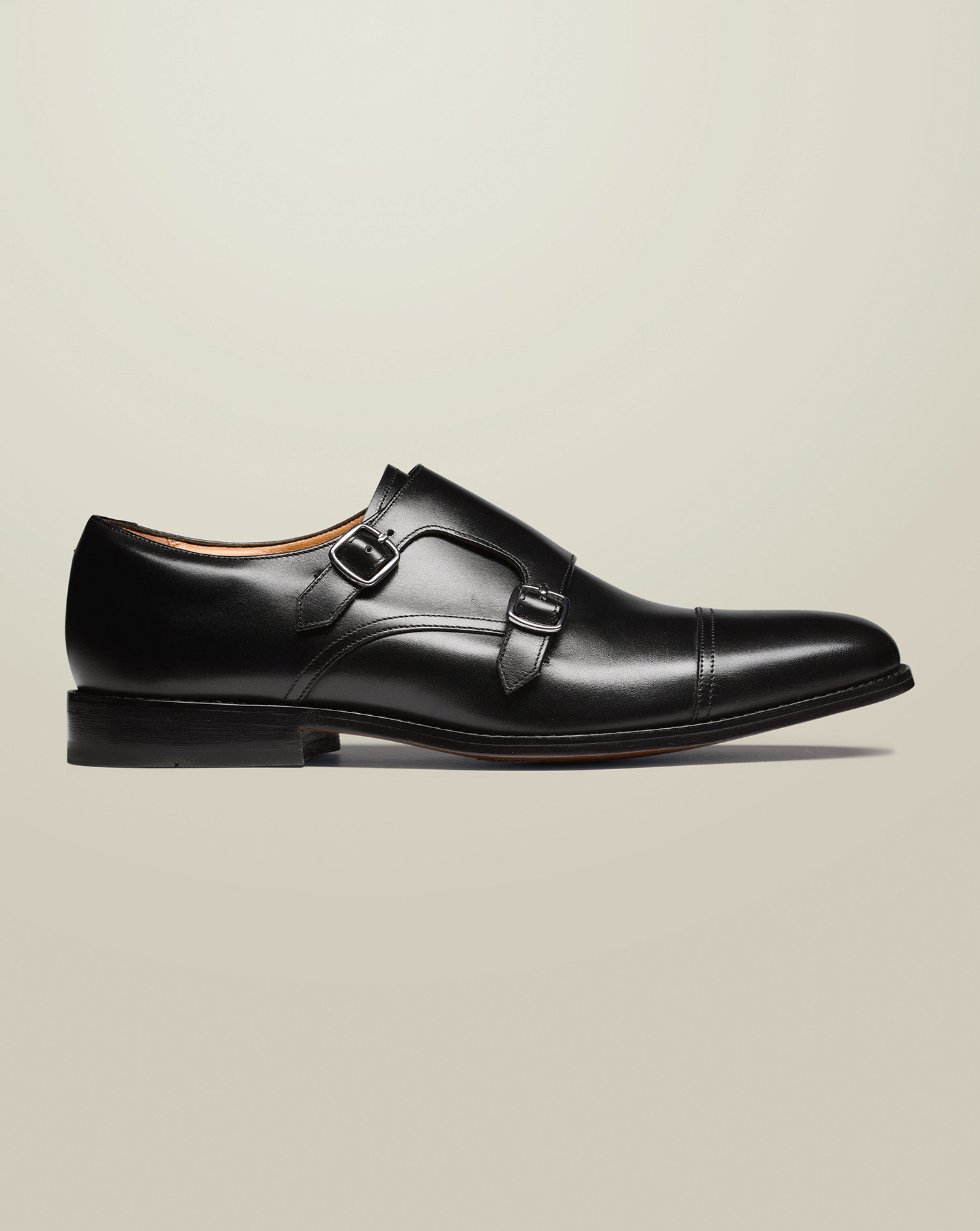 Men's Charles Tyrwhitt Double Buckle Monk Shoes - Black Size 8 Leather