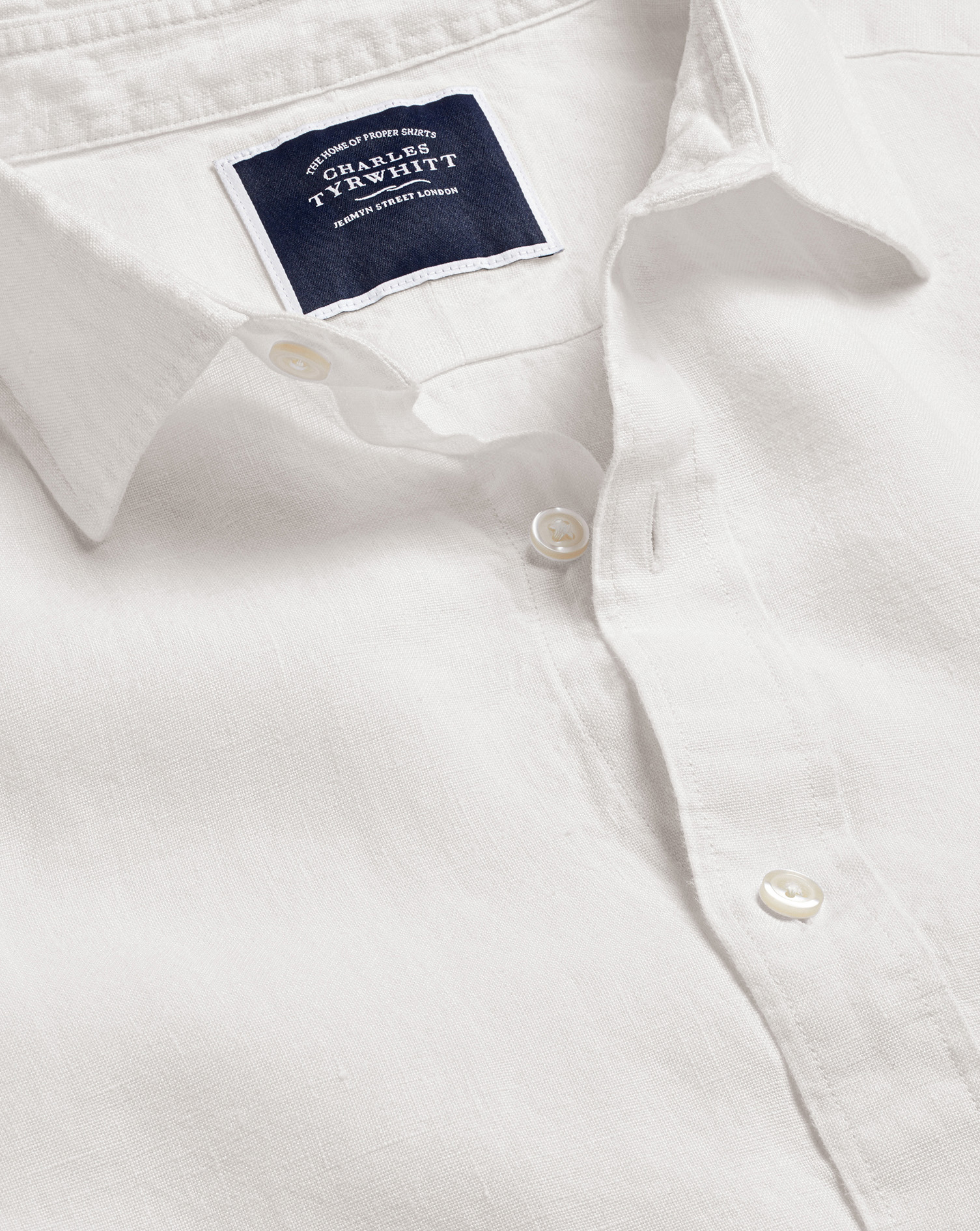 Men's Charles Tyrwhitt Pure Casual Shirt - White Single Cuff Size Large Linen
