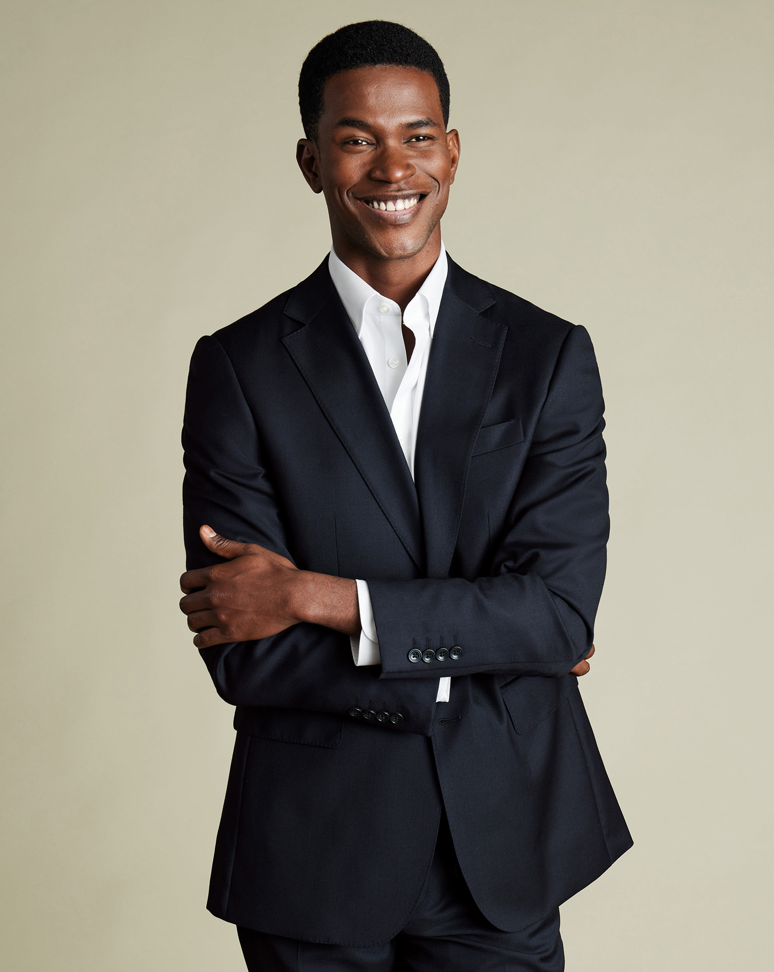 Men's Natural Stretch Twill Suit Jacket - Navy, 44R Regular by Charles Tyrwhitt