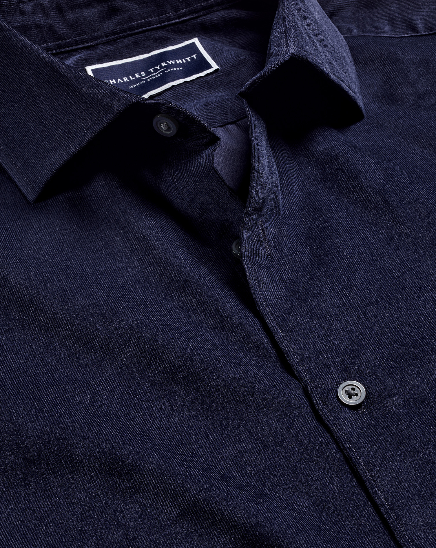 Men's Charles Tyrwhitt Cutaway Collar Corduroy Casual Shirt - French Blue Size Large Cotton
