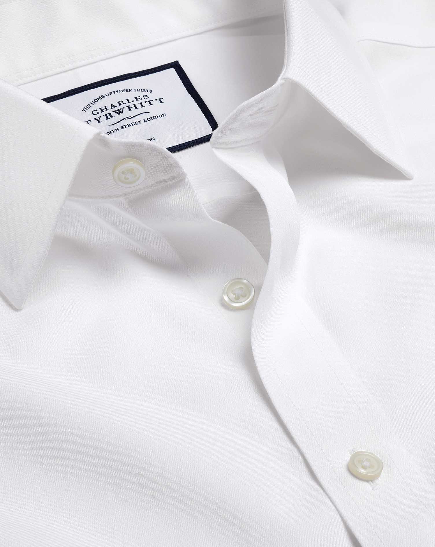 Men's Charles Tyrwhitt Non-Iron Cool Poplin Short Sleeve Dress Shirt - White Size XL Cotton
