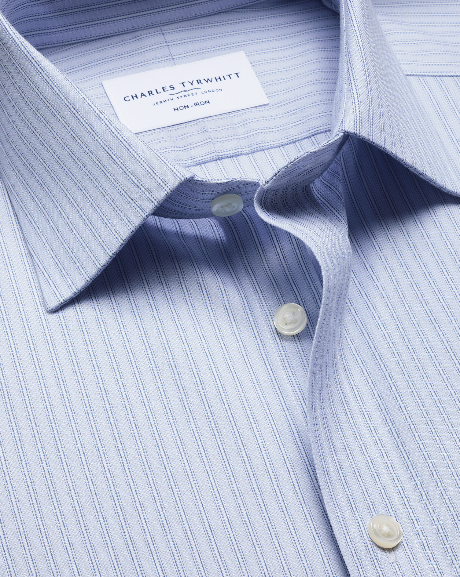 Non-Iron Twill Stripe Shirt – Mid Blue