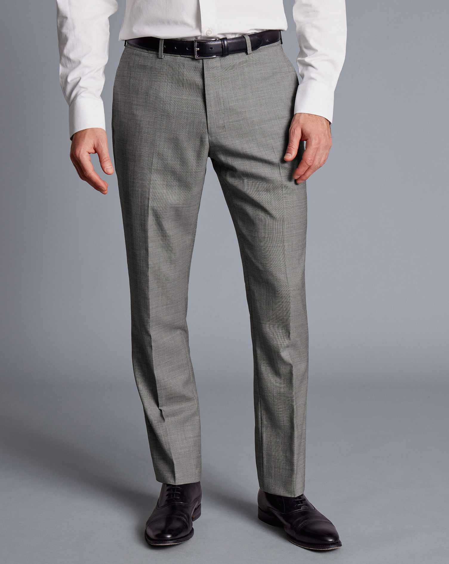 Men's Charles Tyrwhitt Sharkskin Suit Trousers - Light Grey Size 32/34 Wool
