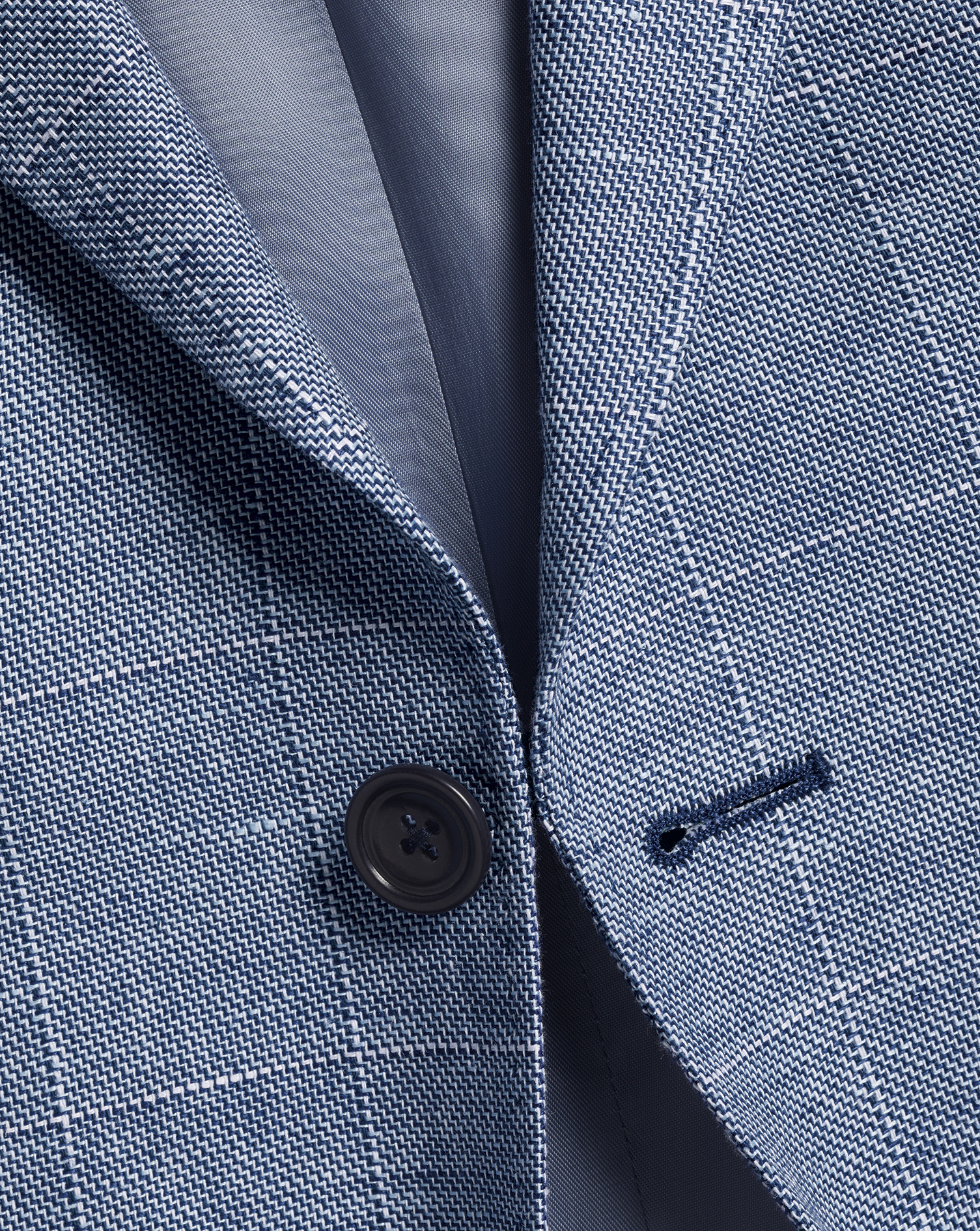 Men's Charles Tyrwhitt Cotton Checkered Jacket - Cobalt Blue Size 44R Linen
