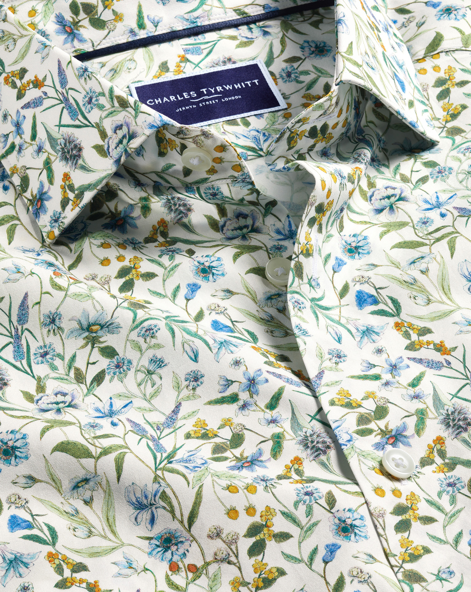 Shop Charles Tyrwhitt Men's  Made With Liberty Fabric Semi-cutaway Collar Floral Print Casual Shirt Size X In Multi