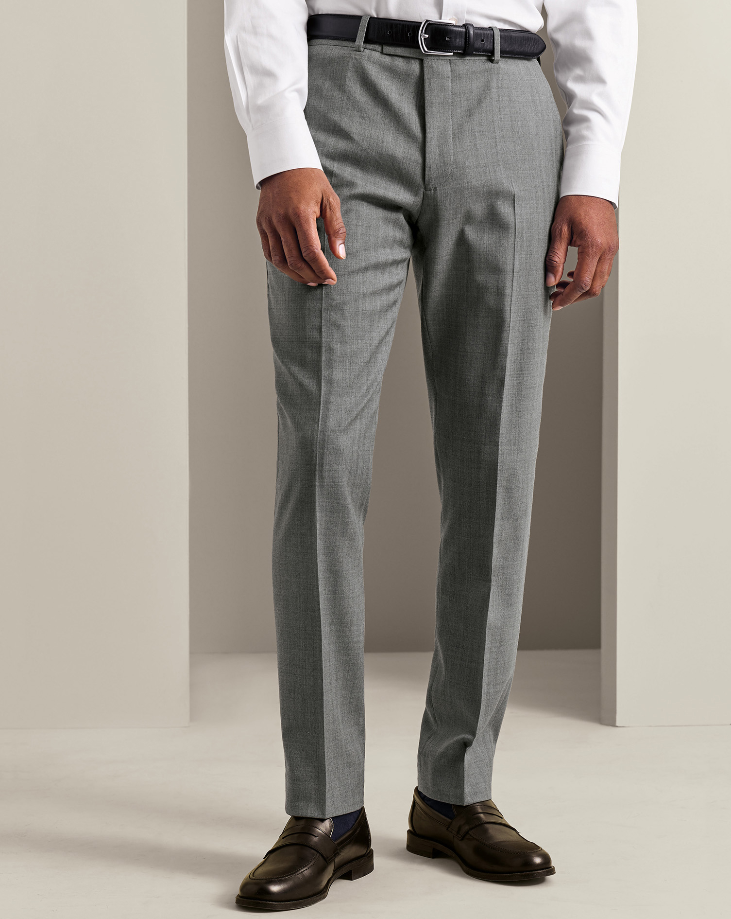 Men's Ultimate Performance Herringbone Suit Trousers - Grey, 34/30 by Charles Tyrwhitt