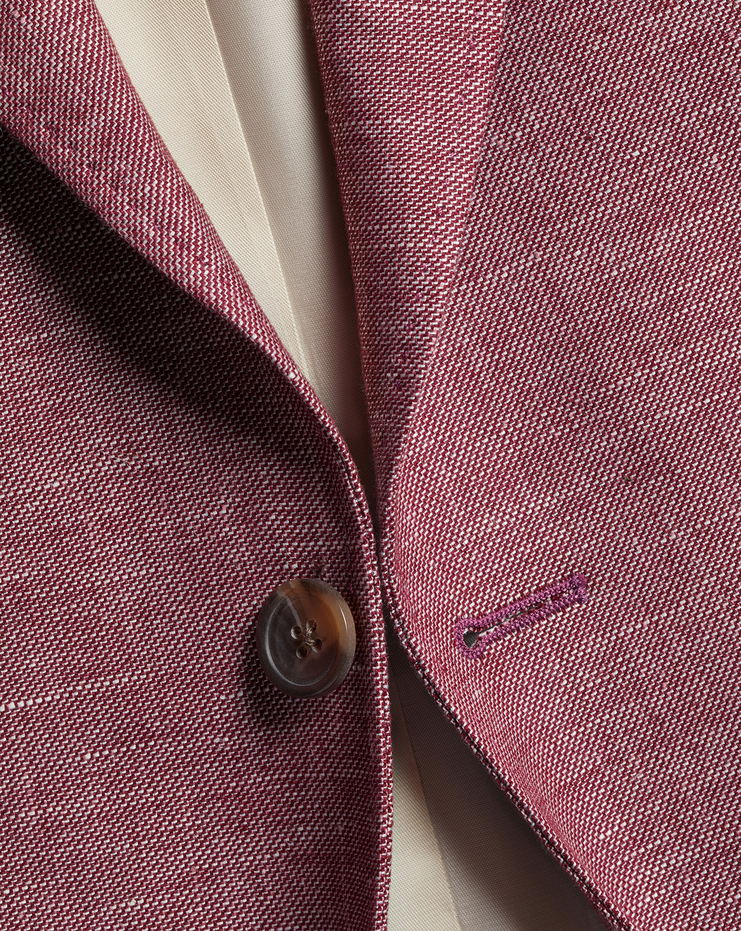 Men's Charles Tyrwhitt Cotton Jacket - Wine Red Size 42L Linen
