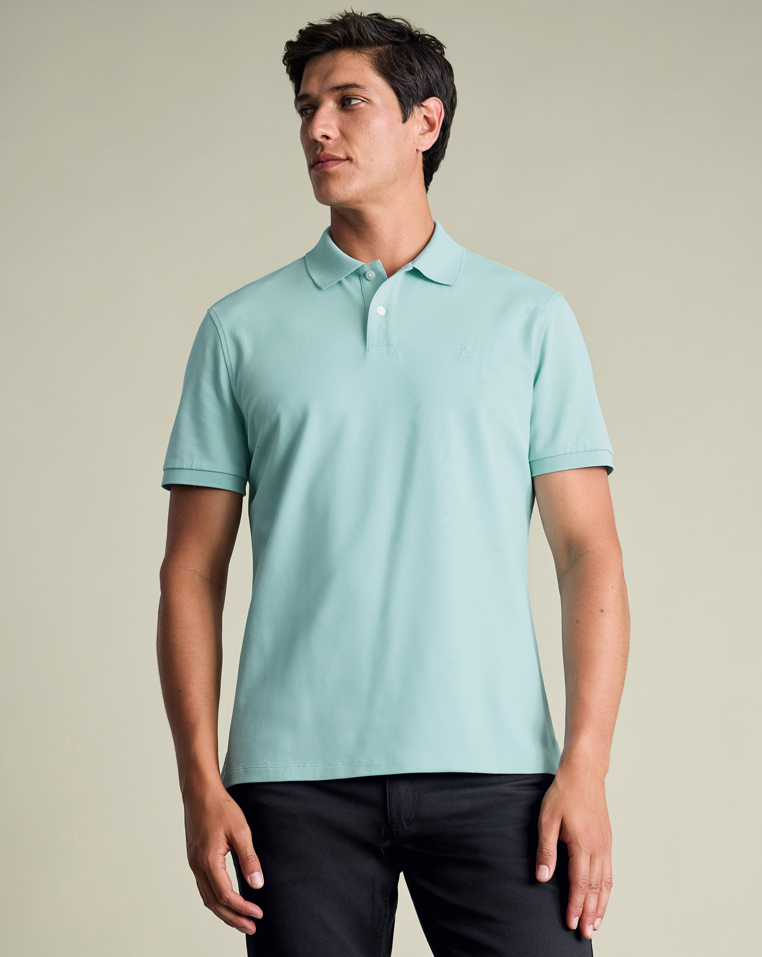 Men's Charles Tyrwhitt Pique Polo Shirt â Aqua - Green Size Medium Cotton