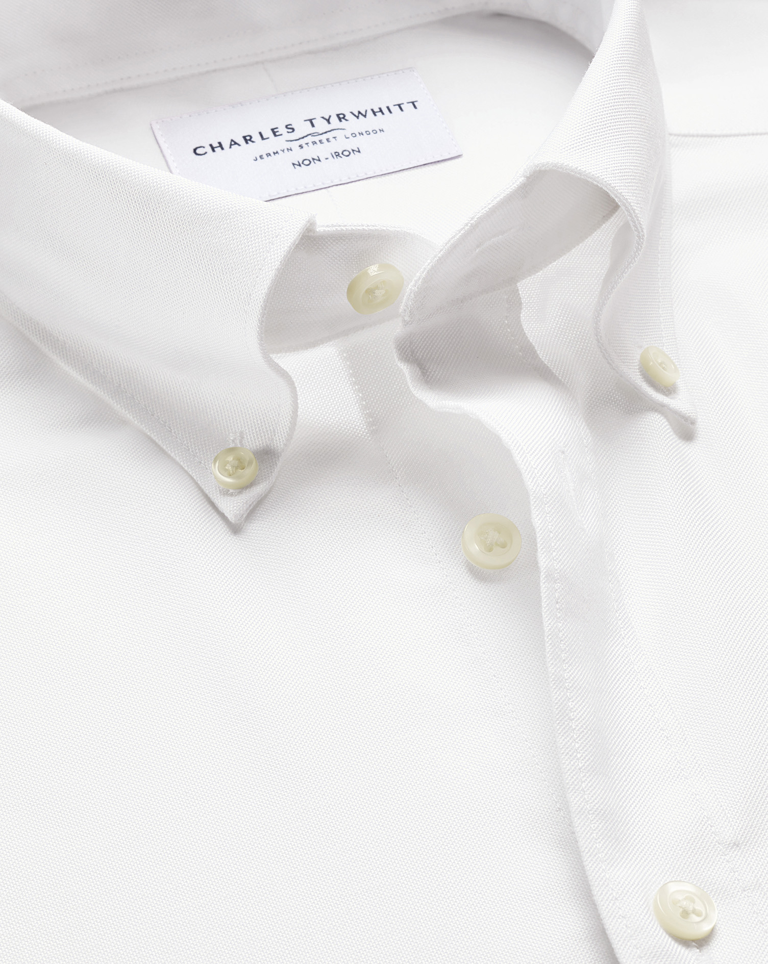 Non-Iron Stretch Oxford Shirt - White | Charles Tyrwhitt US