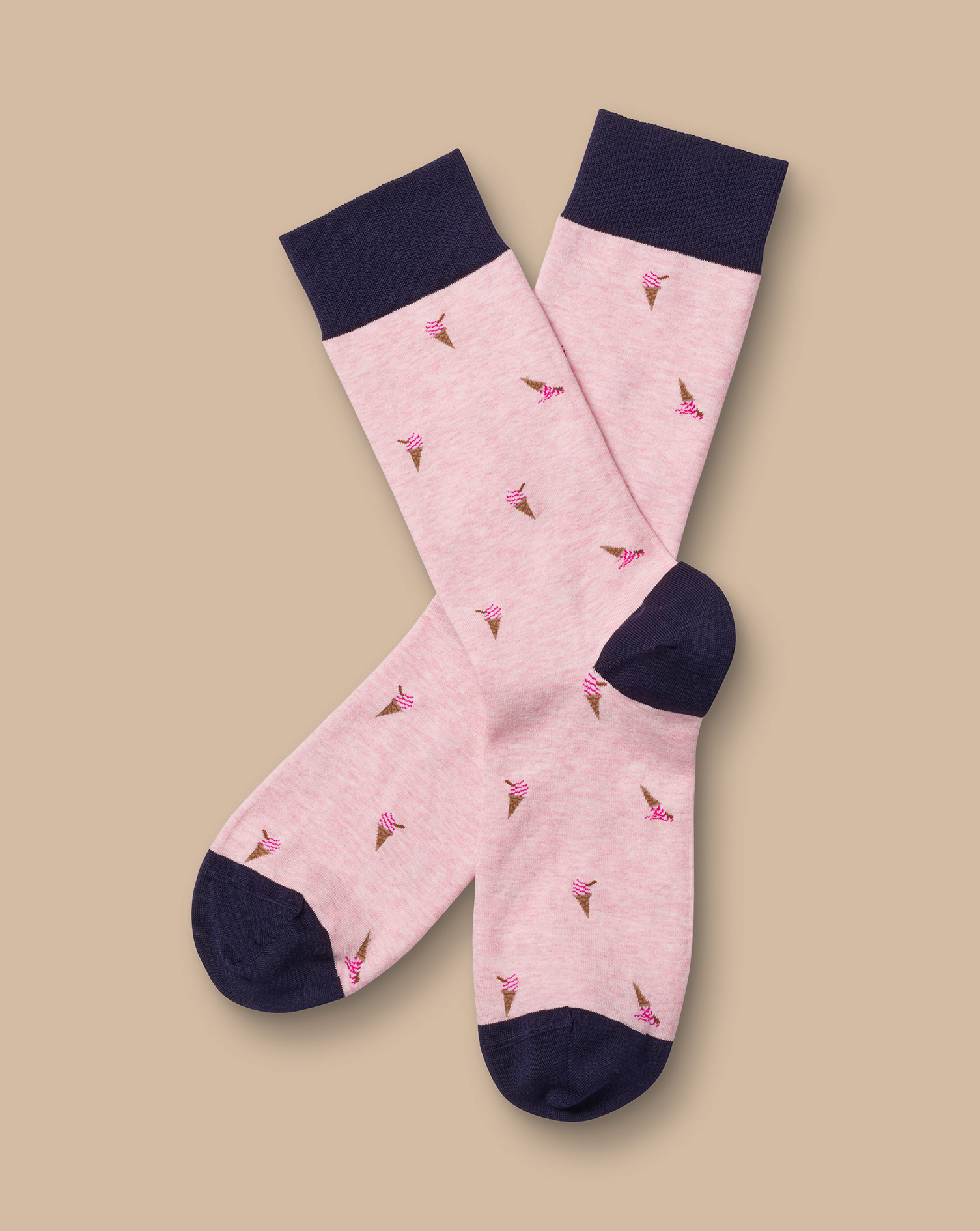 Men's Charles Tyrwhitt Ice Cream Socks - Light Pink Size 10.5-13 Cotton
