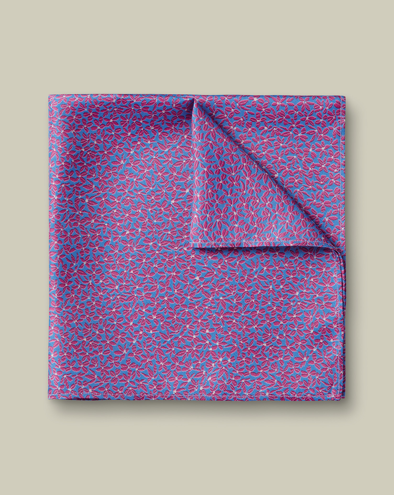 Men's Charles Tyrwhitt Floral Pocket Square - Cornflower Blue & Pink Size 32cm x 32cm Silk