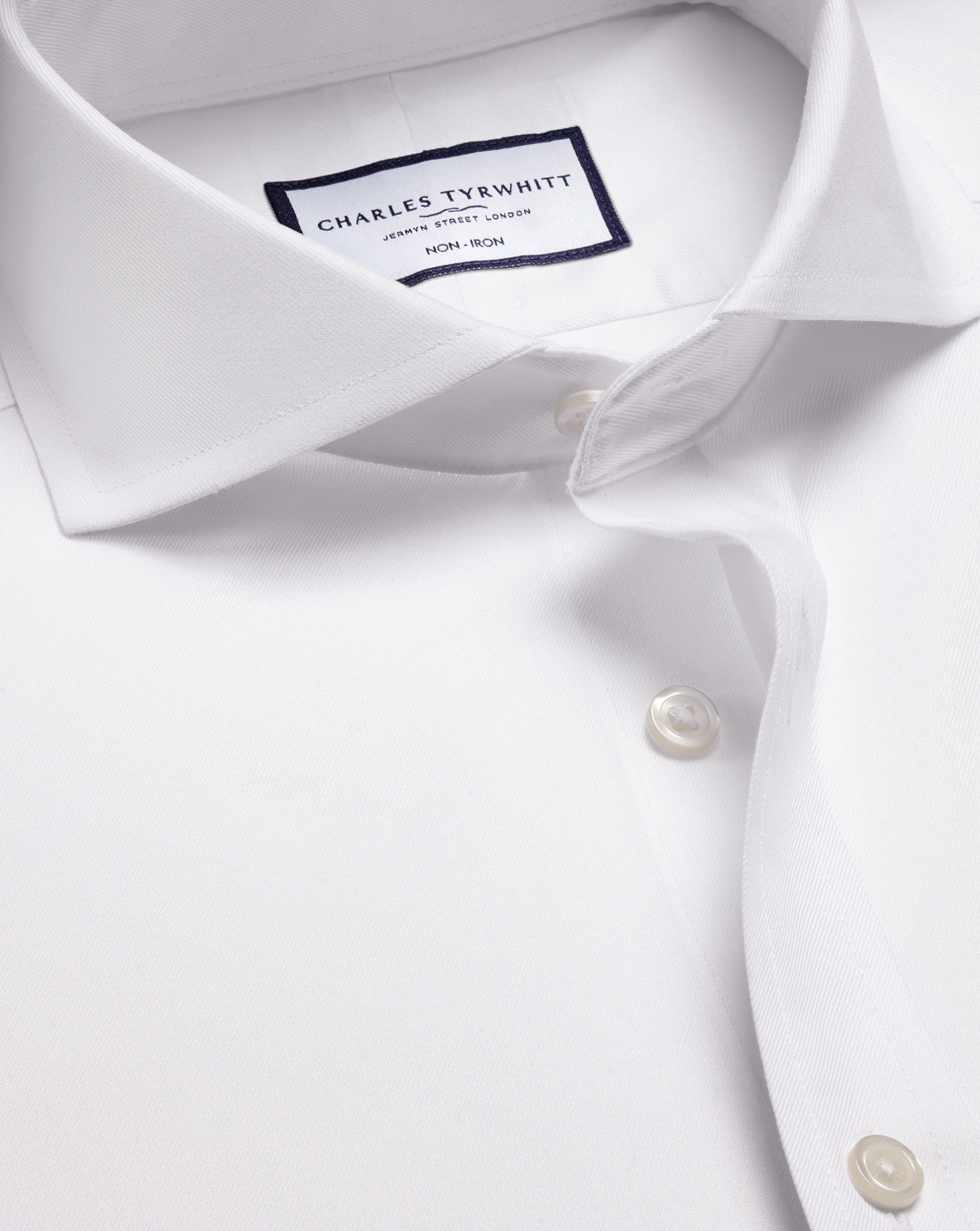 Extreme Spread Collar Non-Iron Twill Shirt - White | Charles Tyrwhitt