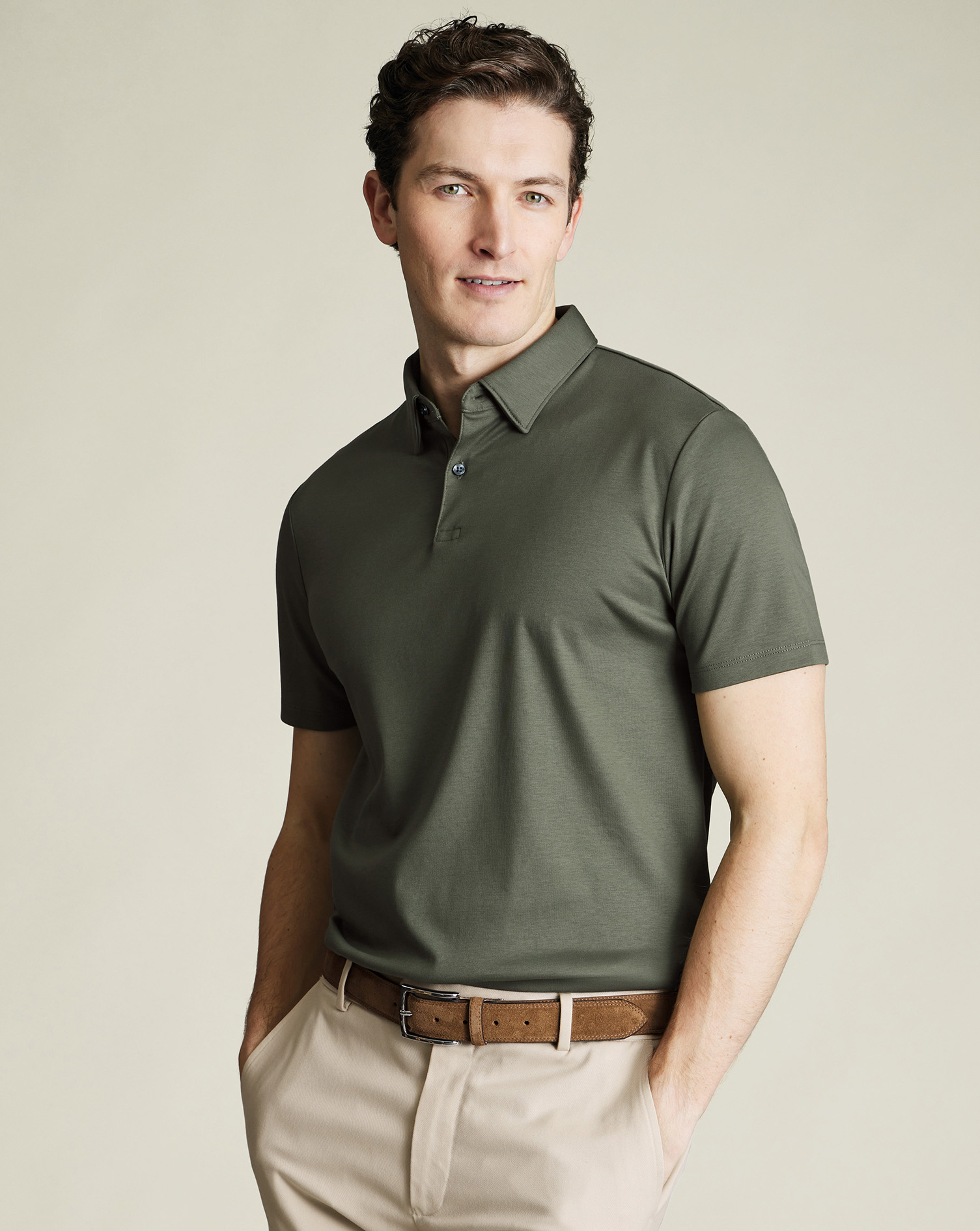 Smart Cotton Polo – Olive Green | Charles Tyrwhitt US