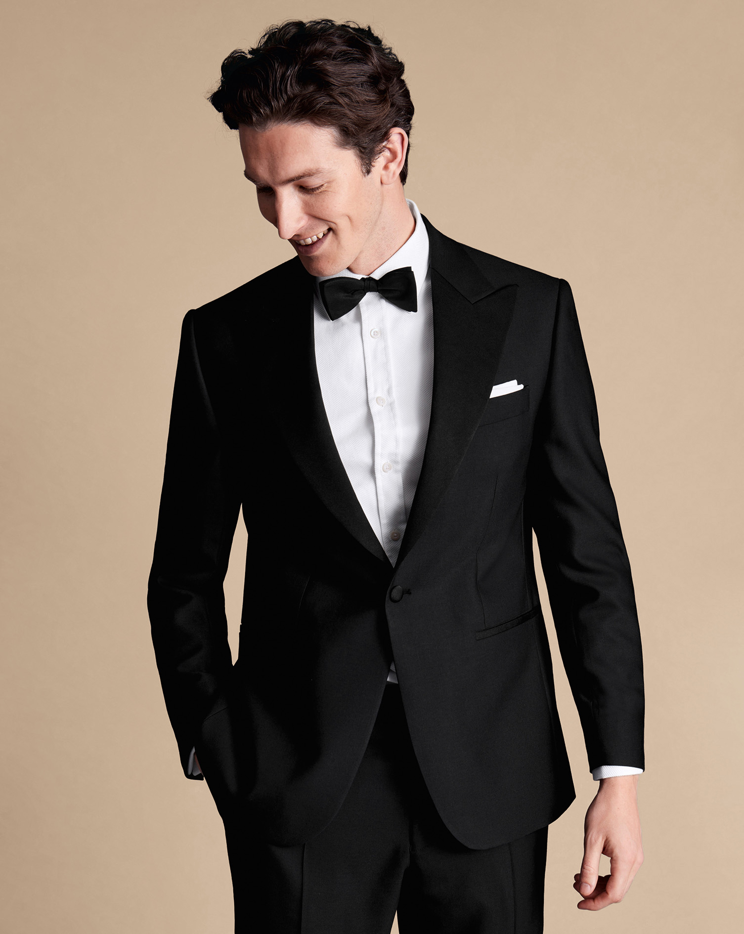 Men's Charles Tyrwhitt Peak Lapel Dinner Suit na Jacket - Black Size 42S Wool
