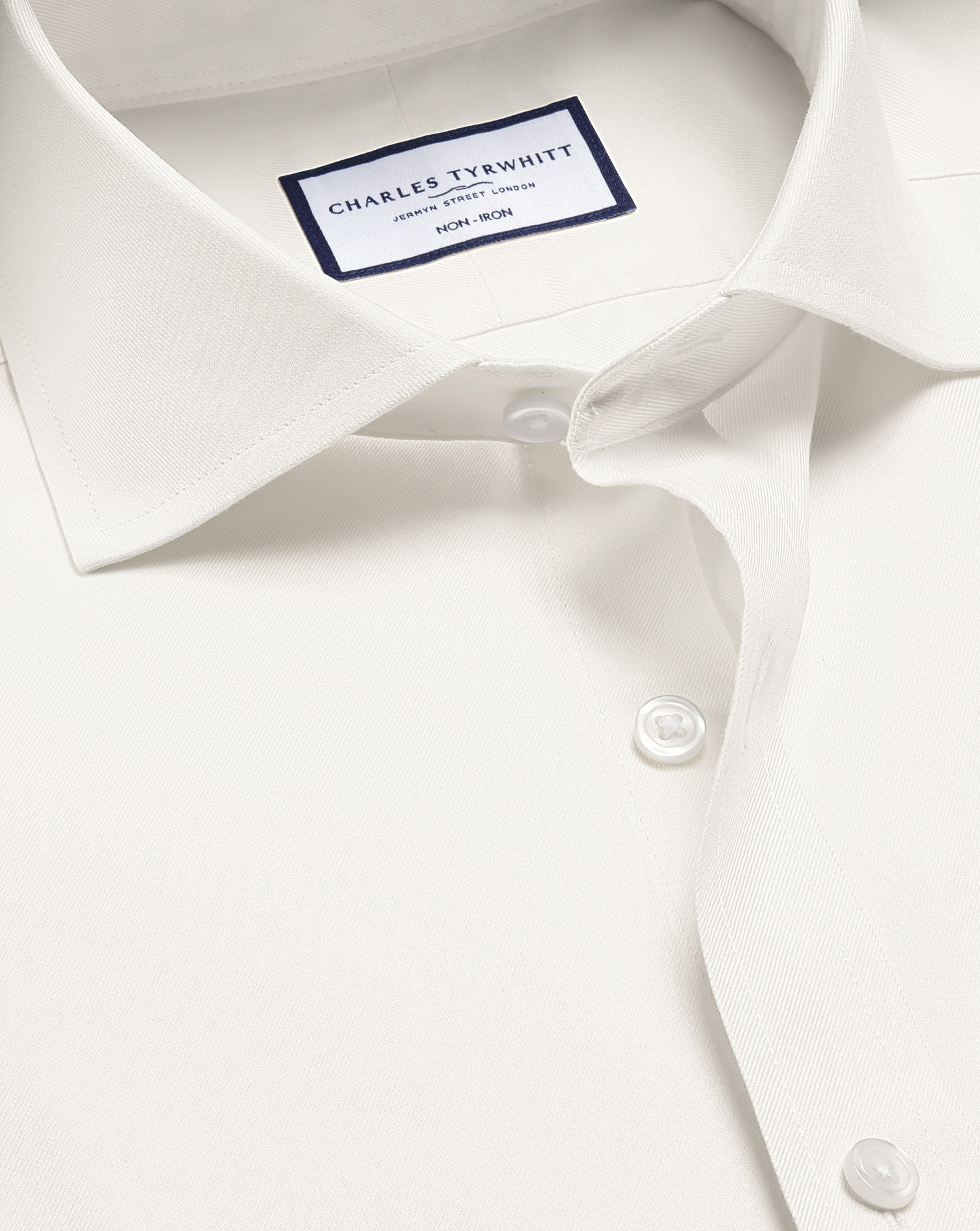 Non-Iron Twill Shirt - Ivory | Charles Tyrwhitt US