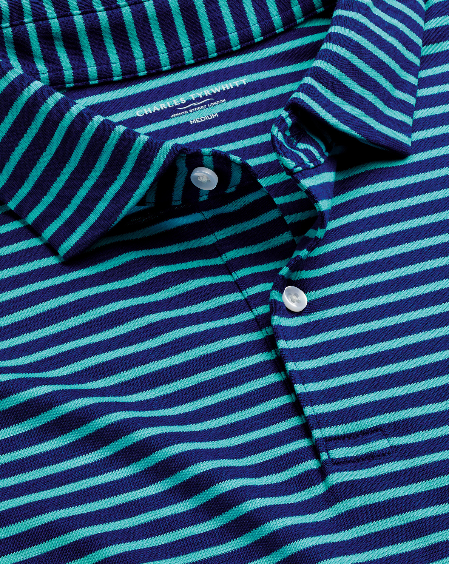 Charles Tyrwhitt Men's  Smart Jersey Stripe Polo Shirt In Green