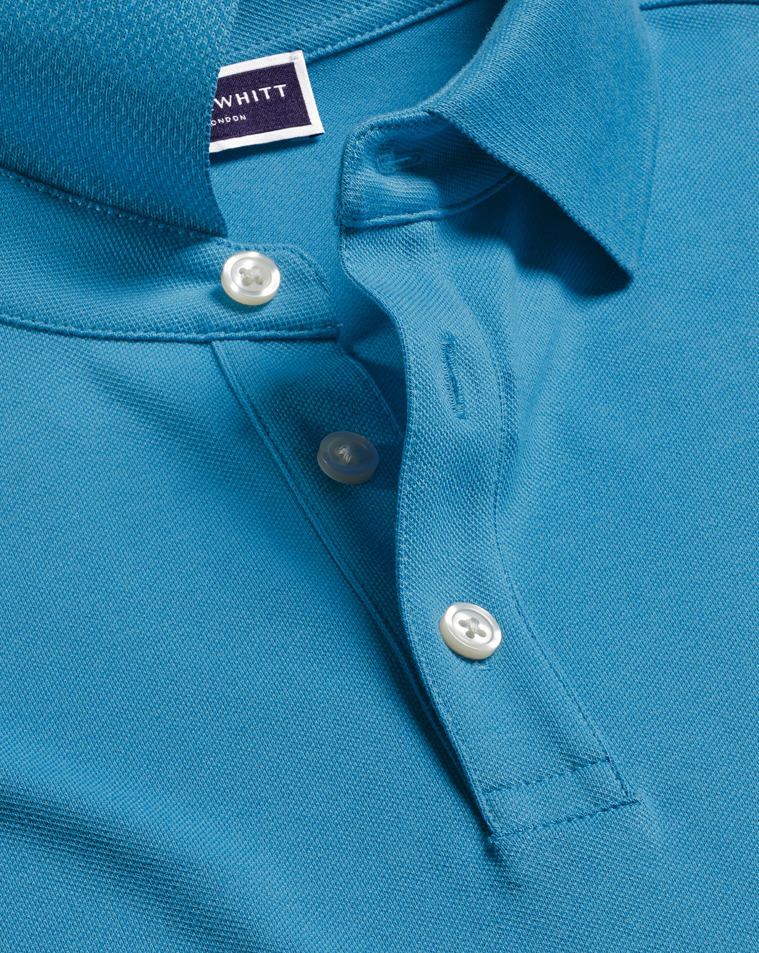 Men's Charles Tyrwhitt Pique Polo Shirt - Turquoise Blue Size Small Cotton
