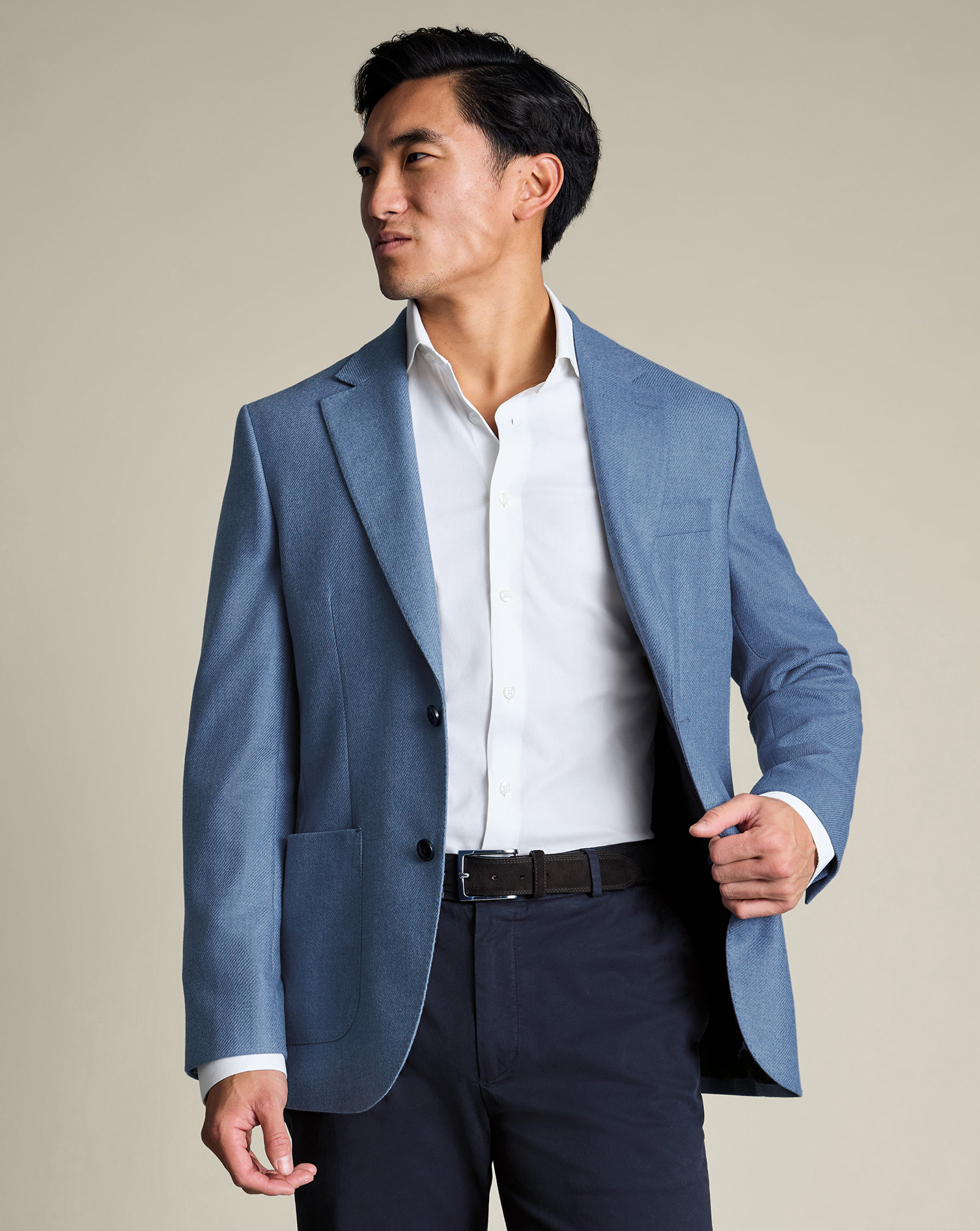 Men's Charles Tyrwhitt Wool Silk na Jacket â Denim Blue Size 40R Wool/Silk