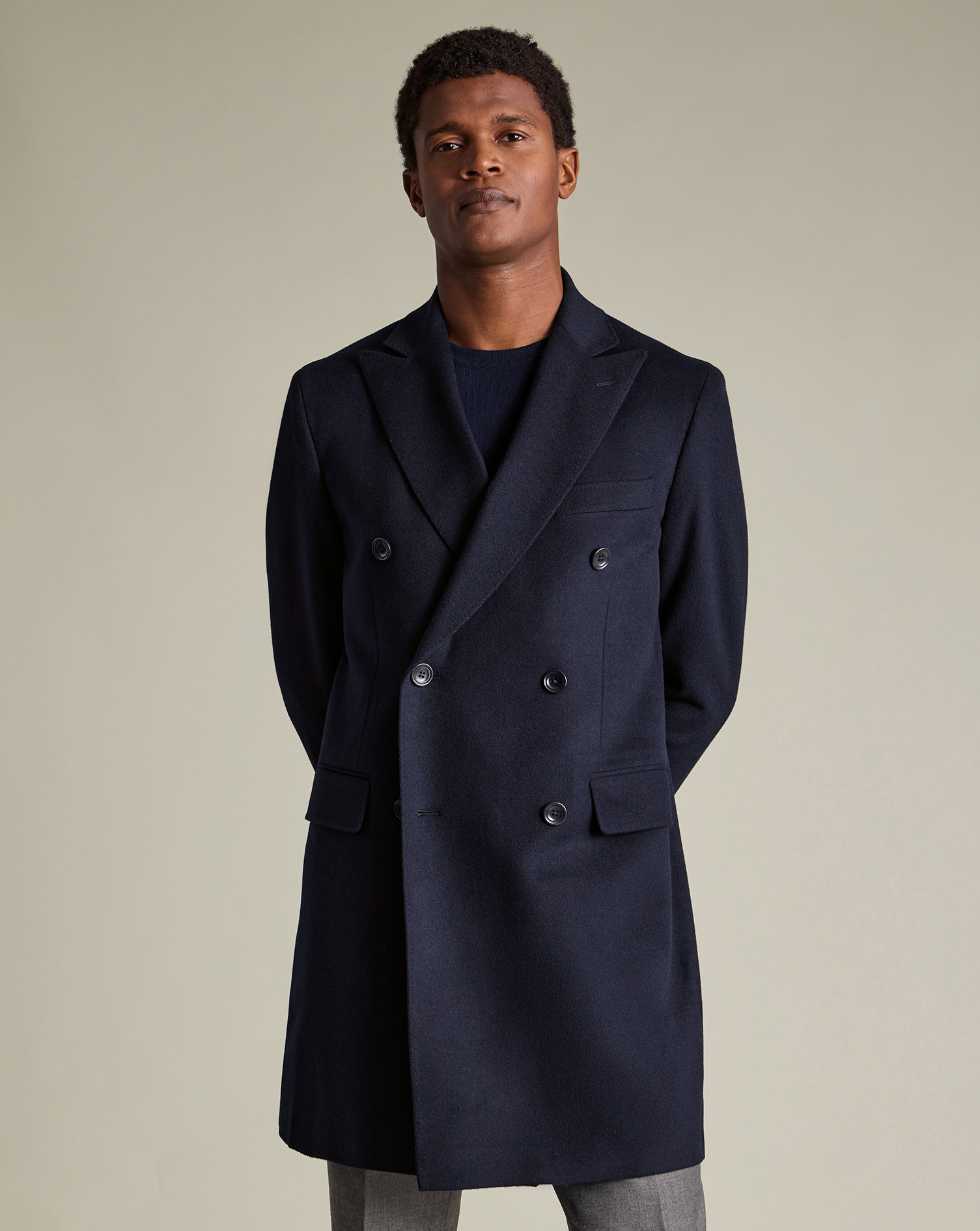 Double Breasted Pure Wool Overcoat - Navy | Charles Tyrwhitt US