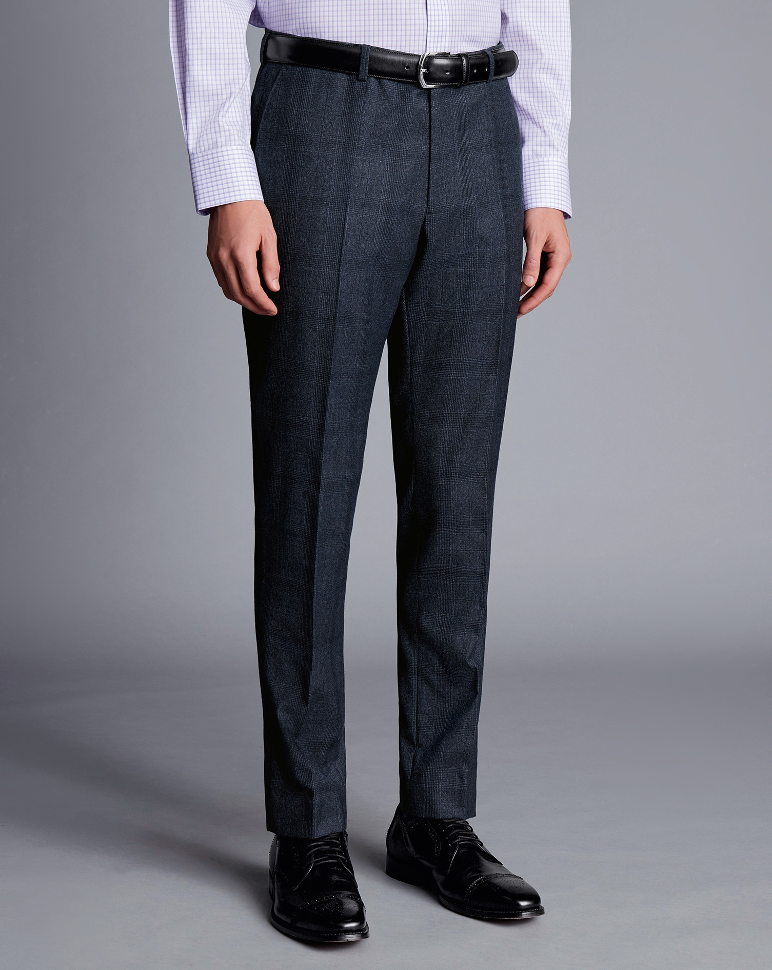 Men's Charles Tyrwhitt Check Suit Trousers - Denim Blue Size 38/32
