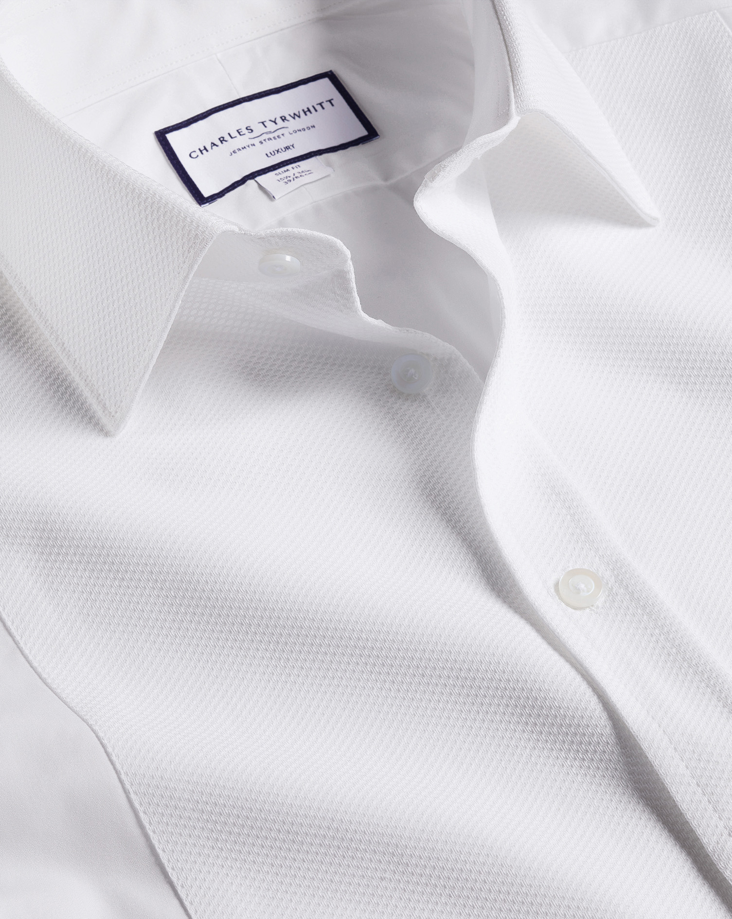 Men's Charles Tyrwhitt Marcella Bib Evening Dress Shirt - White French Cuff Size Large Cotton
