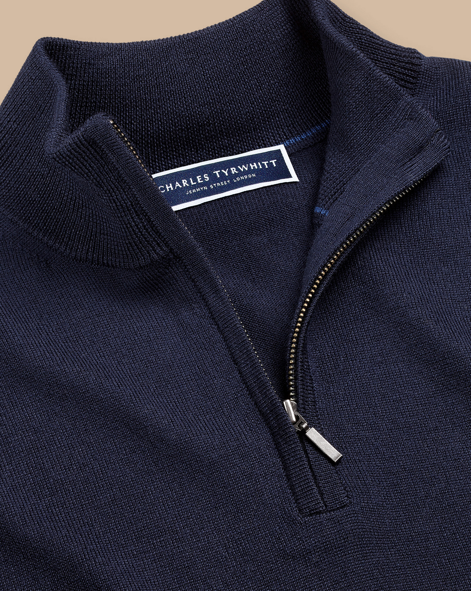 Charles Tyrwhitt Merino Zip Neck Sweater In Blue