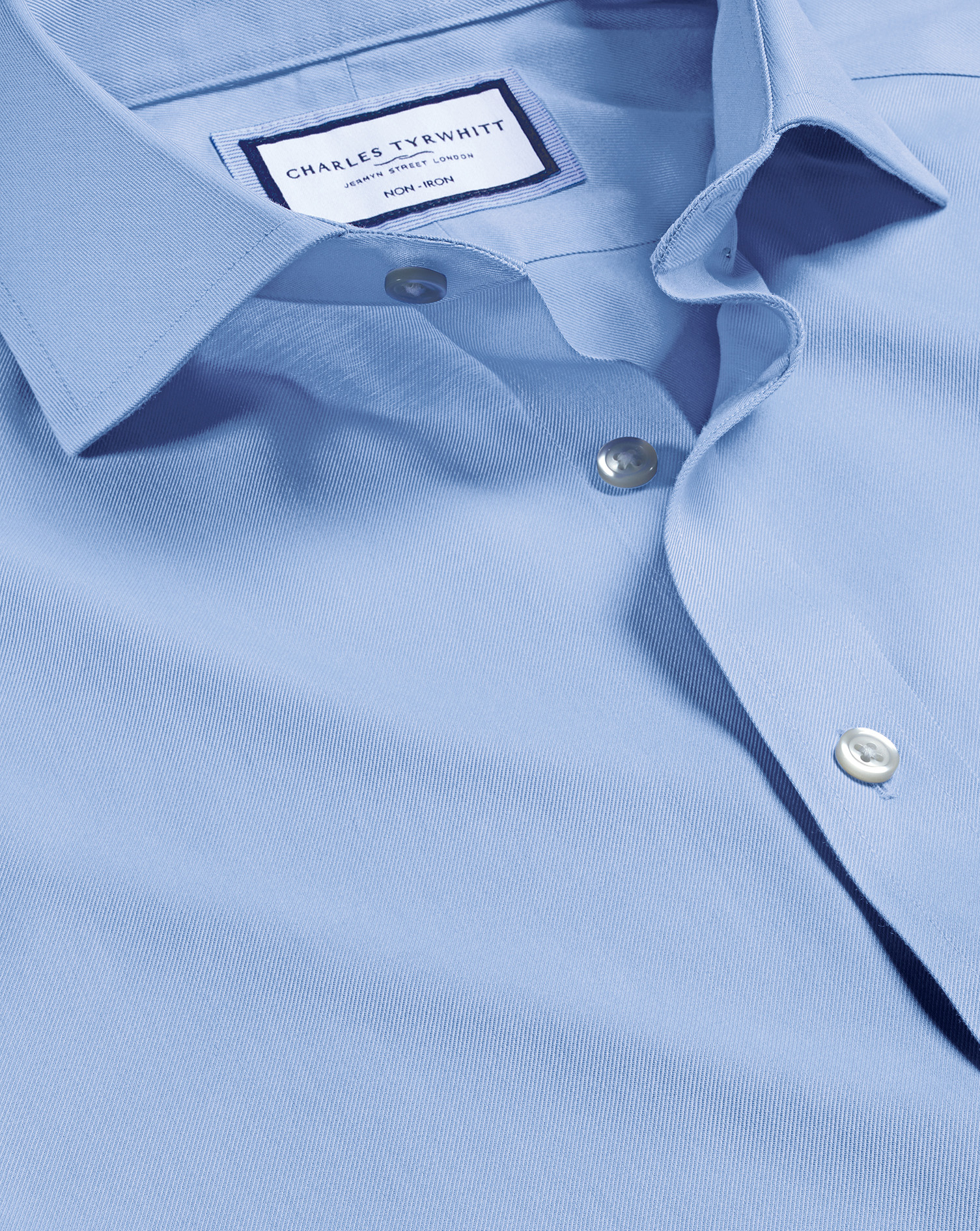 Men's Charles Tyrwhitt Cutaway Collar Non-Iron Twill Dress Shirt - Cornflower Blue Single Cuff Size 