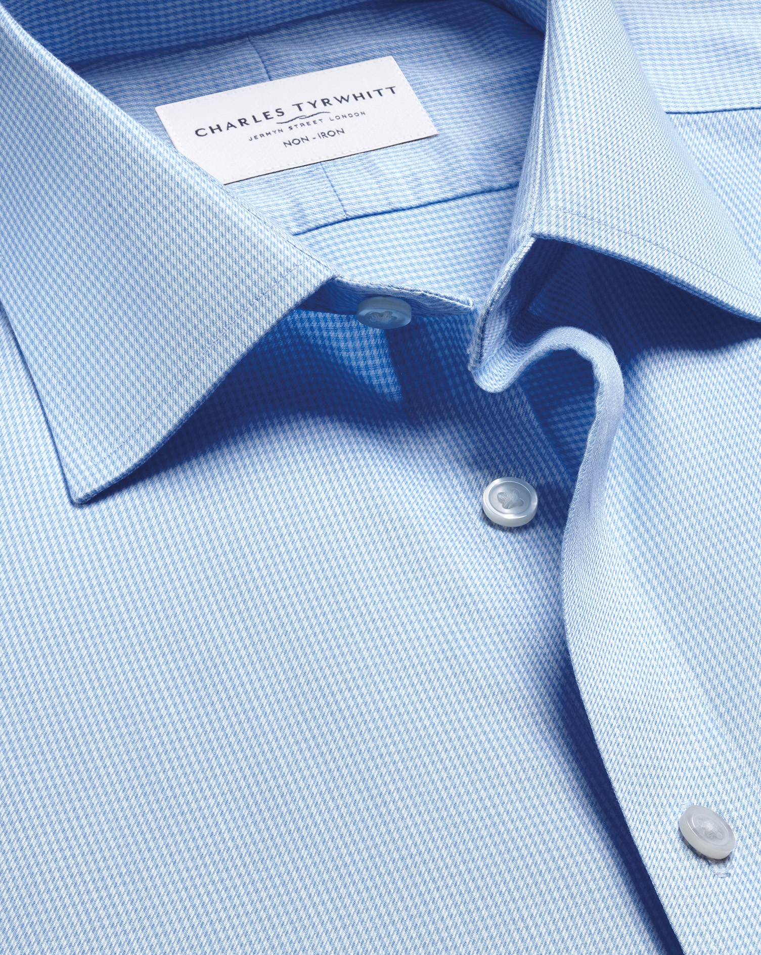Non-Iron Puppytooth Shirt - Sky Blue | Charles Tyrwhitt US